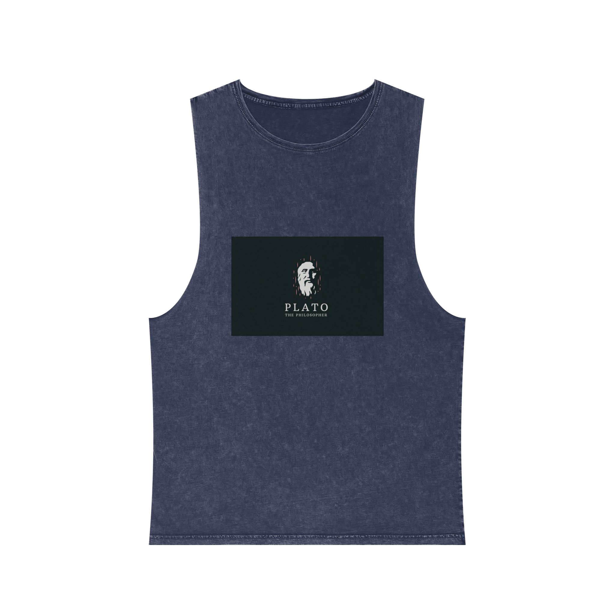 Ancient Greek Plato Philosopher Head Logo Icon Design Template Flat Vector Unisex Stonewash Tank Top - Image 13