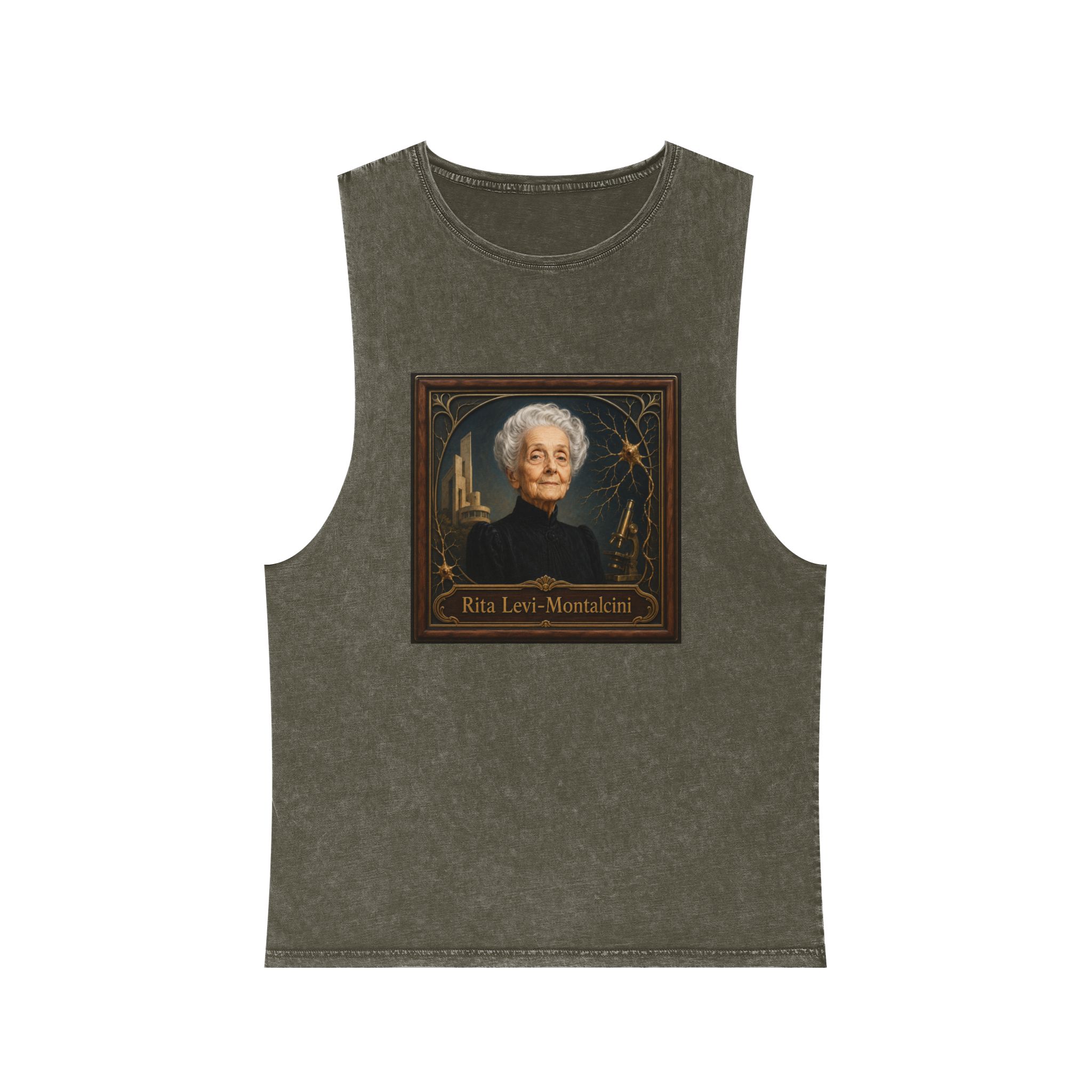 Rita Levi Montalcini Unisex Stonewash Tank Top - Image 5