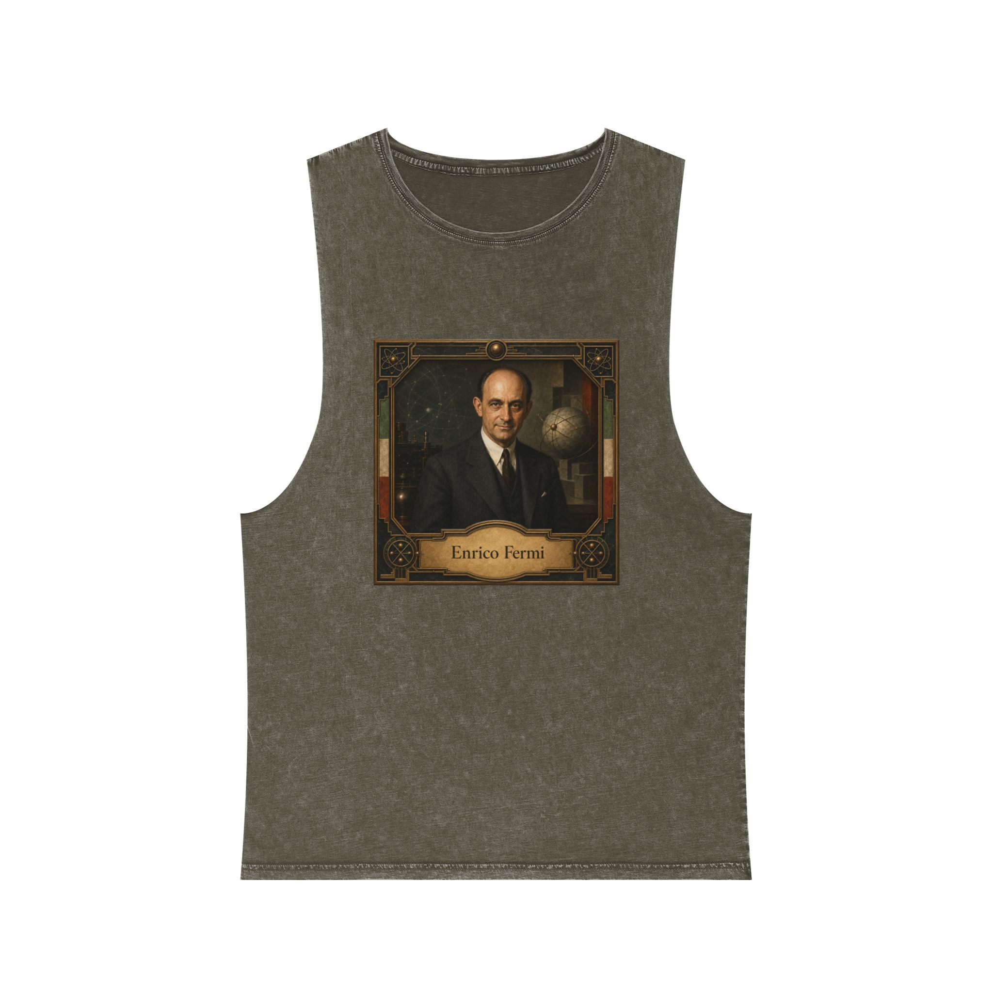 Enrico Fermi Unisex Stonewash Tank Top - Image 5