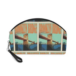 Brooklyn Bridge Retro Travel Poster Makeup Bag