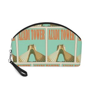 Azadi Tower Retro Travel Poster Makeup Bag