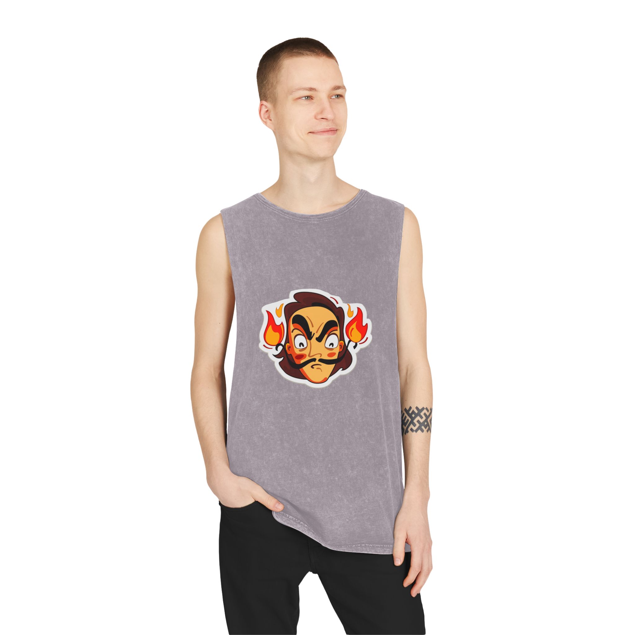 Angry Dali Unisex Stonewash Tank Top - Image 19