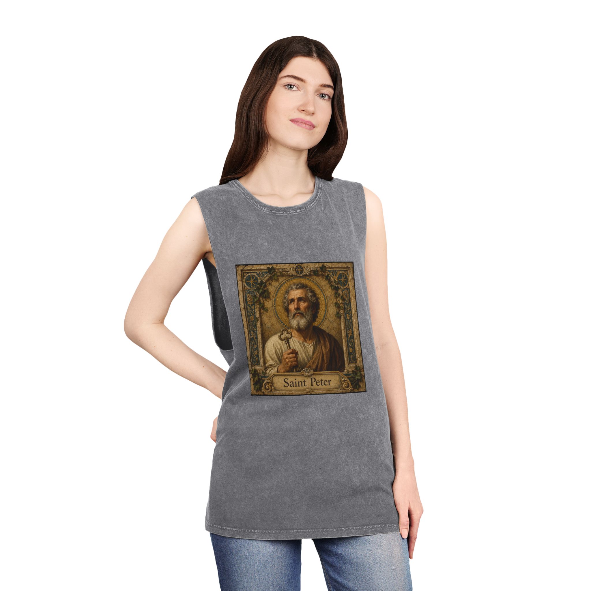Saint Peter Unisex Stonewash Tank Top - Image 12