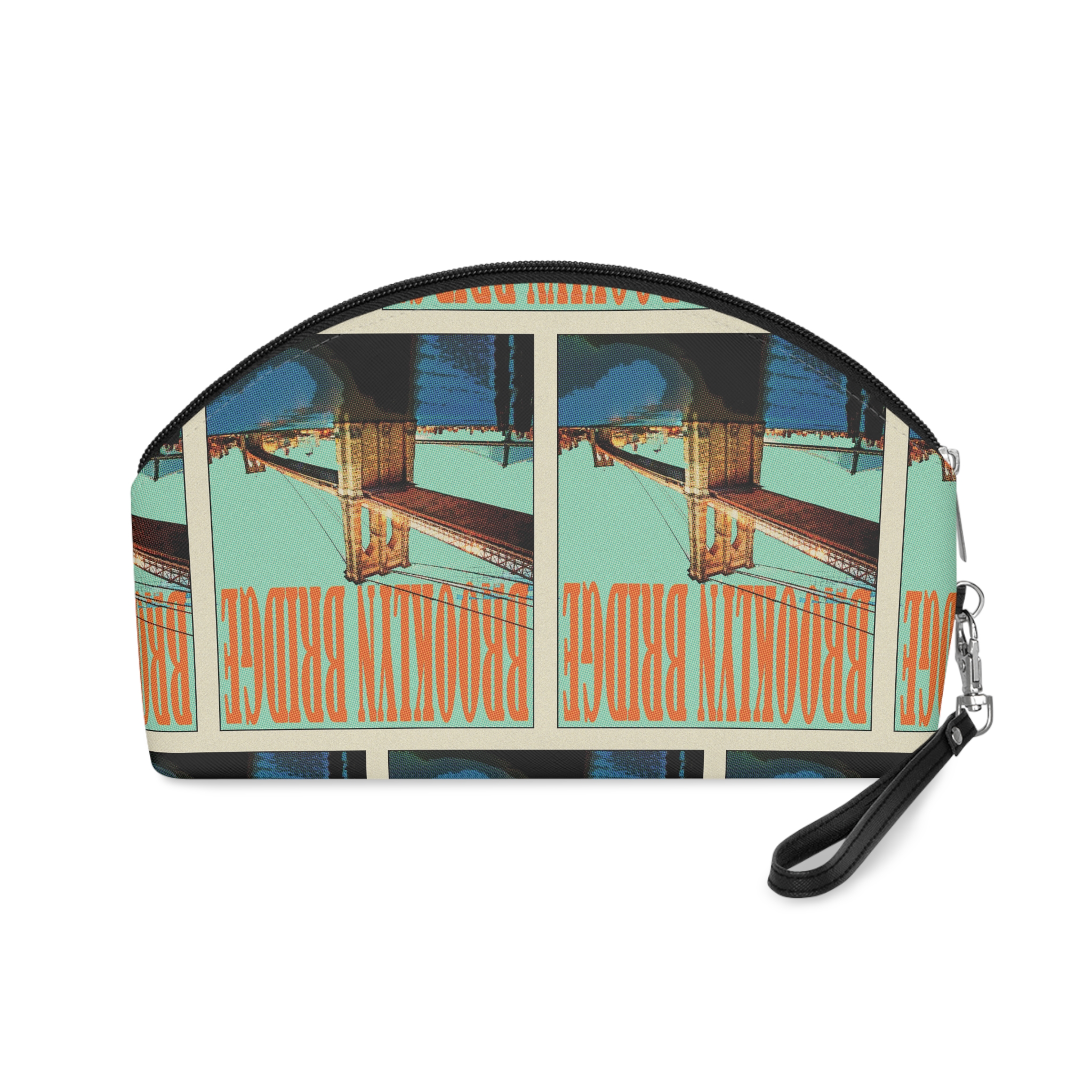 Brooklyn Bridge Retro Travel Poster Makeup Bag - Image 2