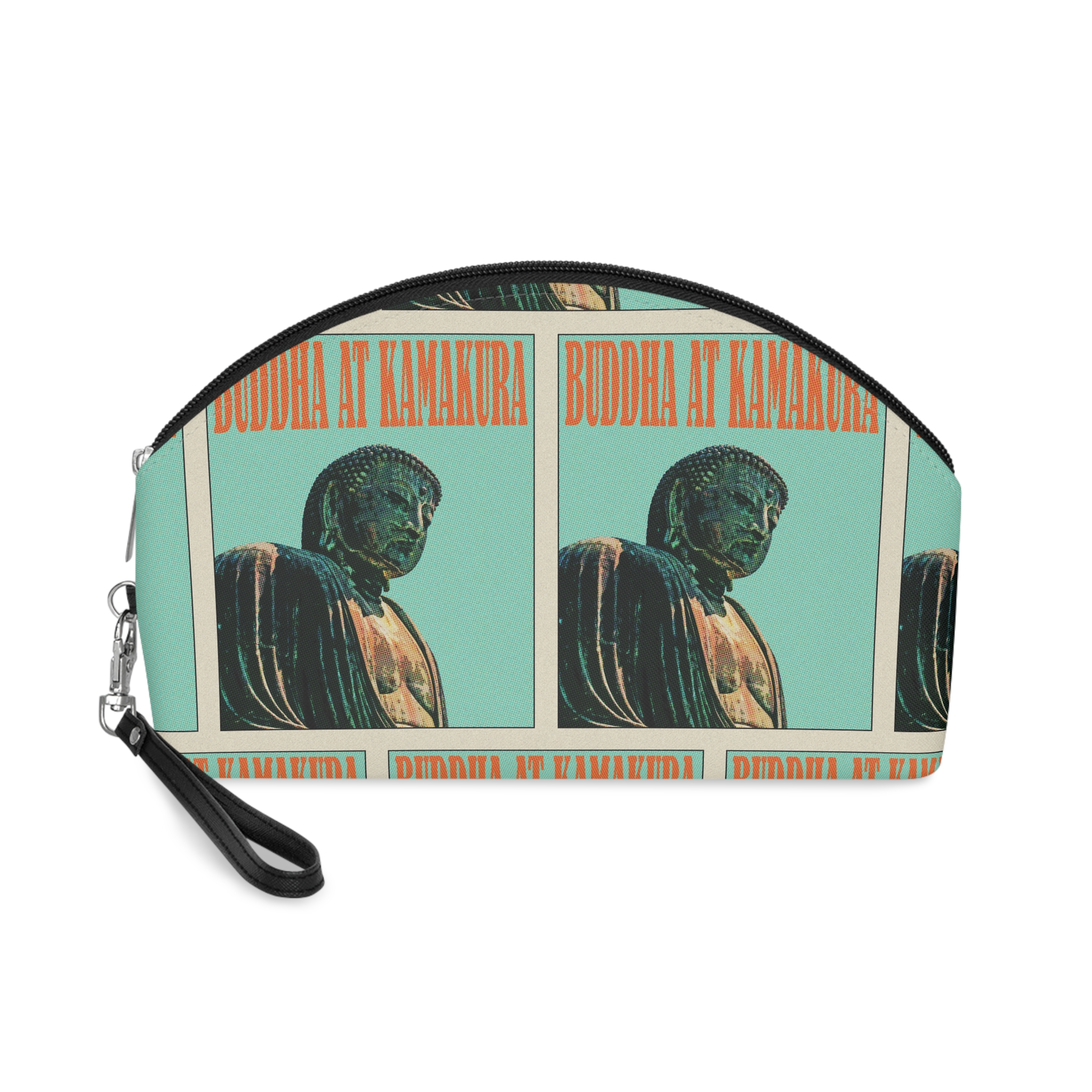 Buddha Kamakura Retro Travel Poster Makeup Bag