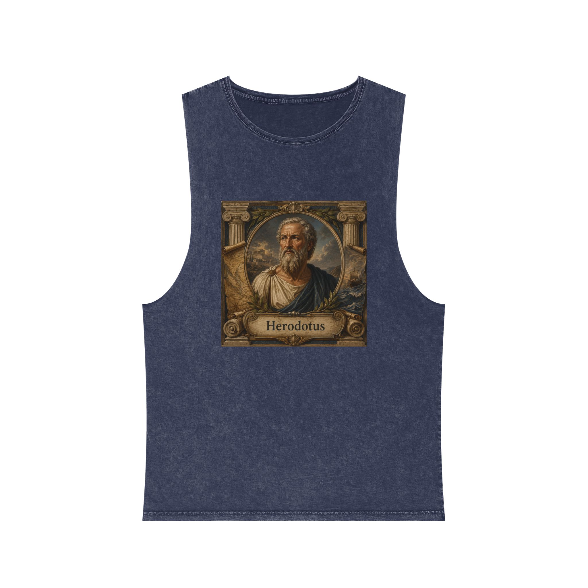 Herodotus Unisex Stonewash Tank Top - Image 13
