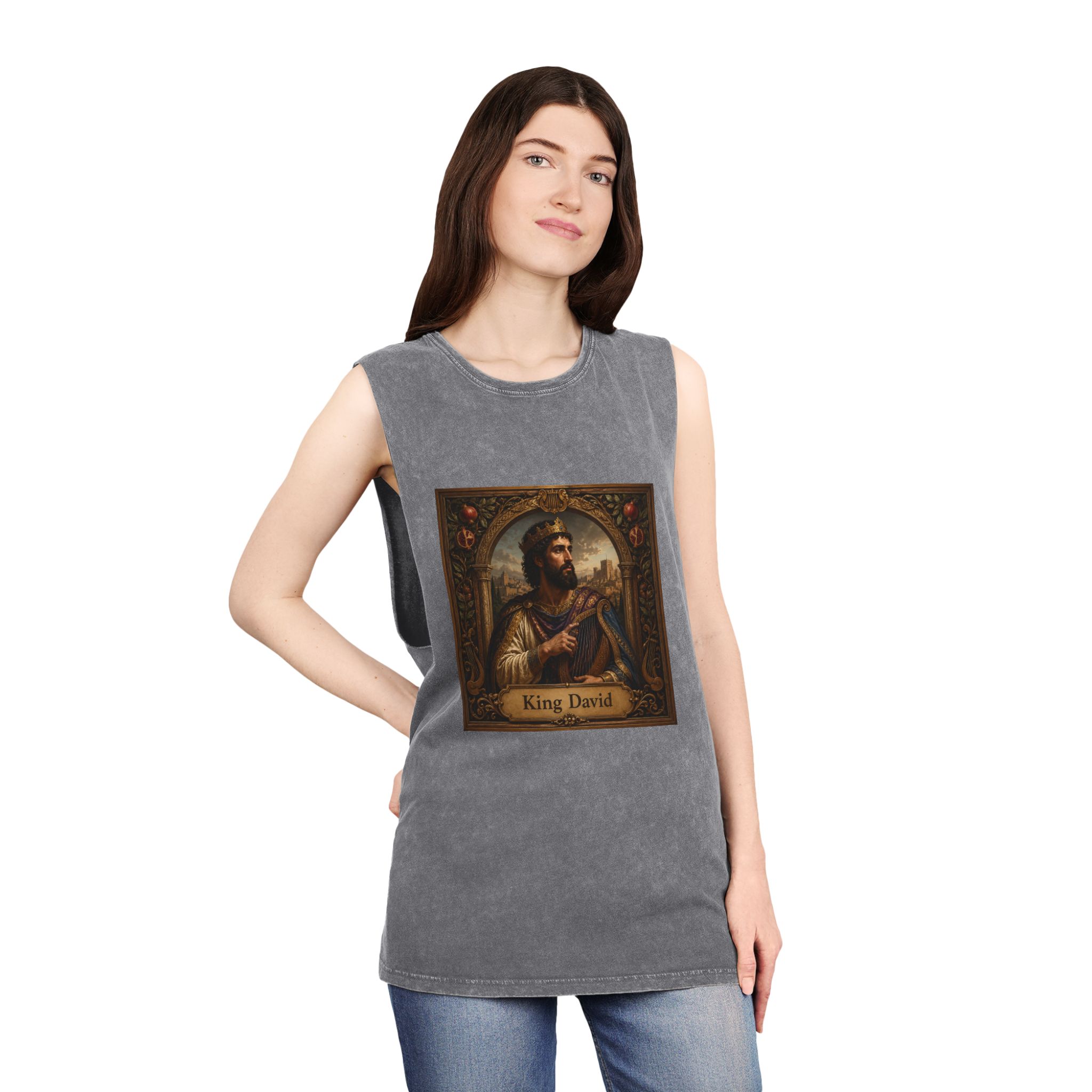 King David Unisex Stonewash Tank Top - Image 12