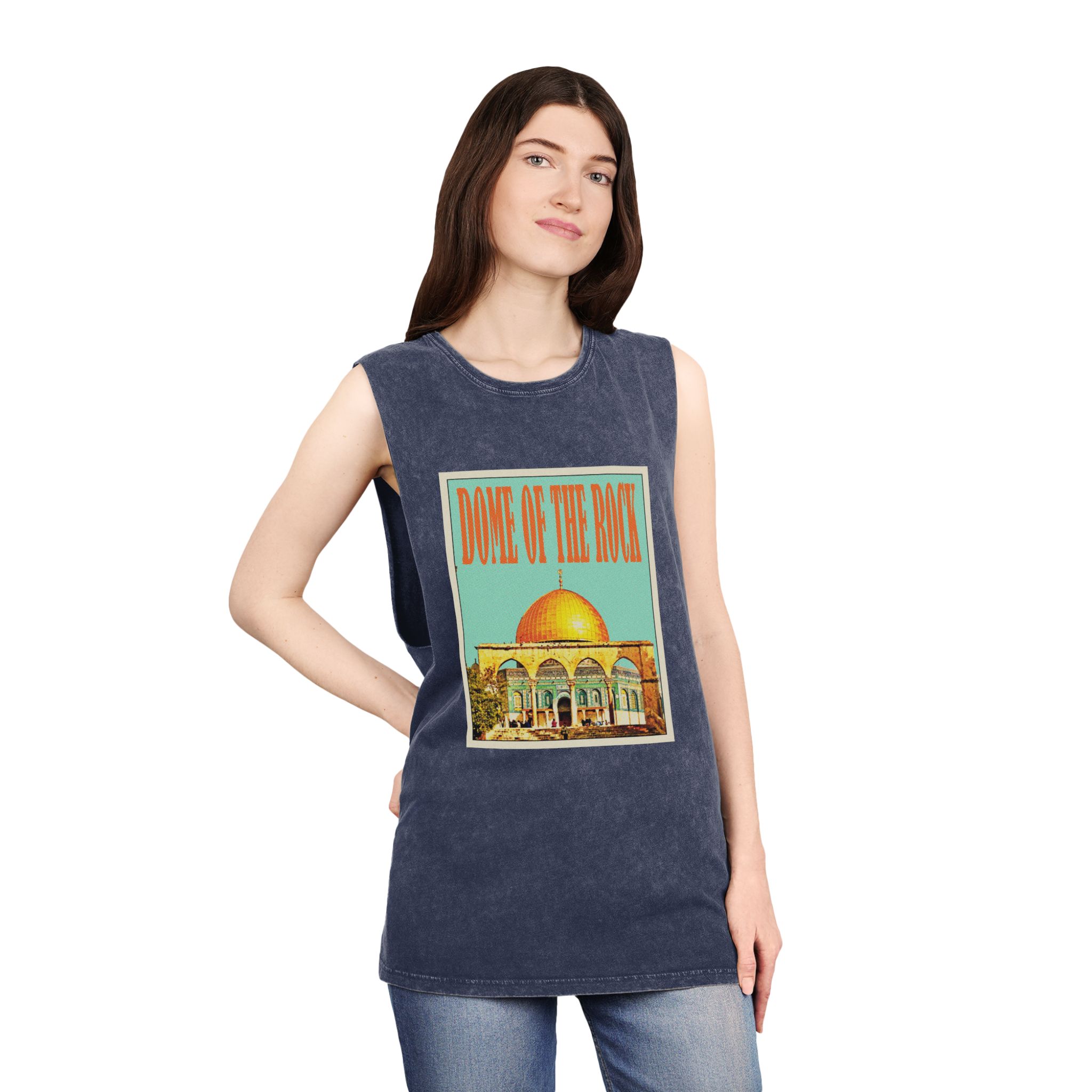 Dome Rock Retro Travel Poster Unisex Stonewash Tank Top - Image 16