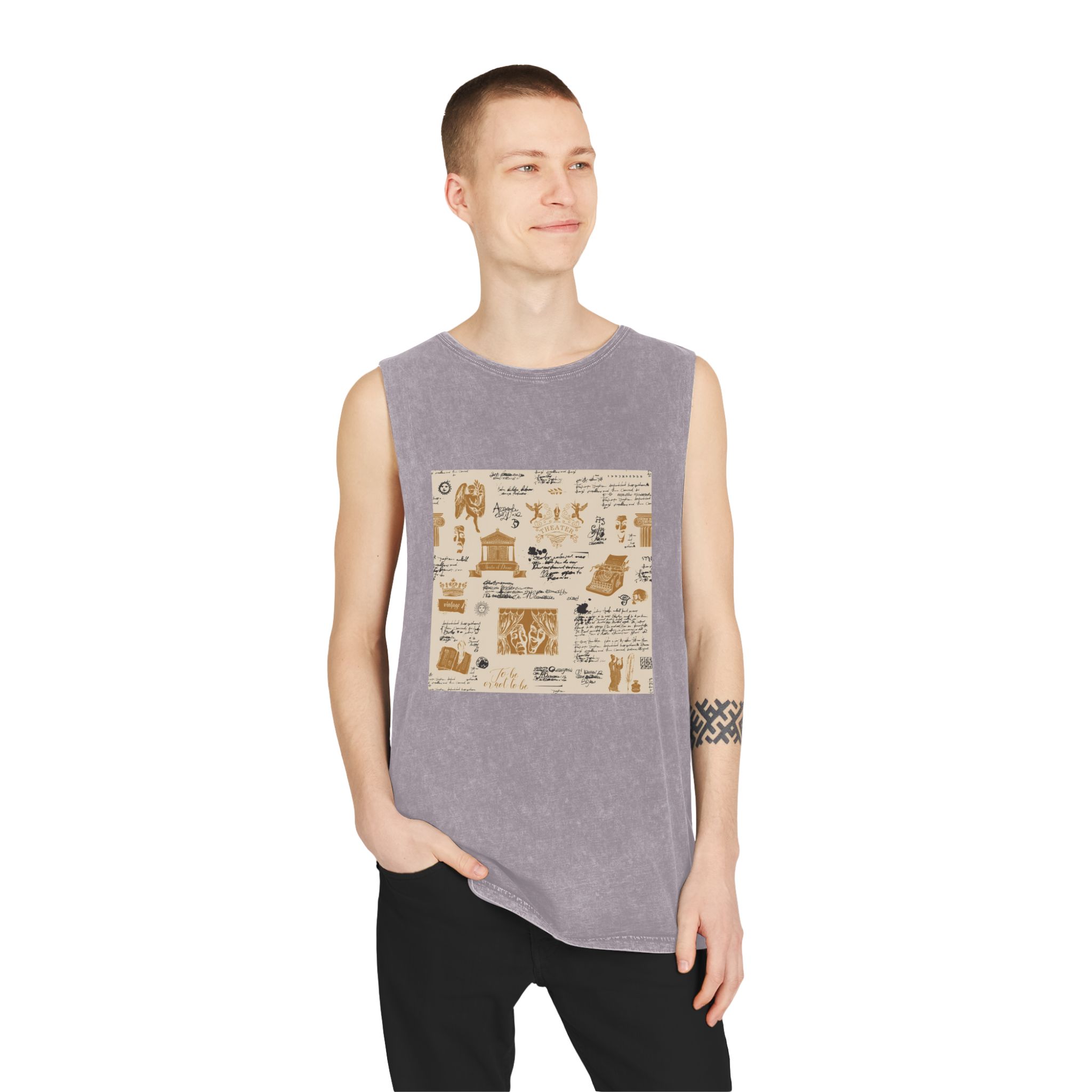 Theater Background 004 Unisex Stonewash Tank Top - Image 19