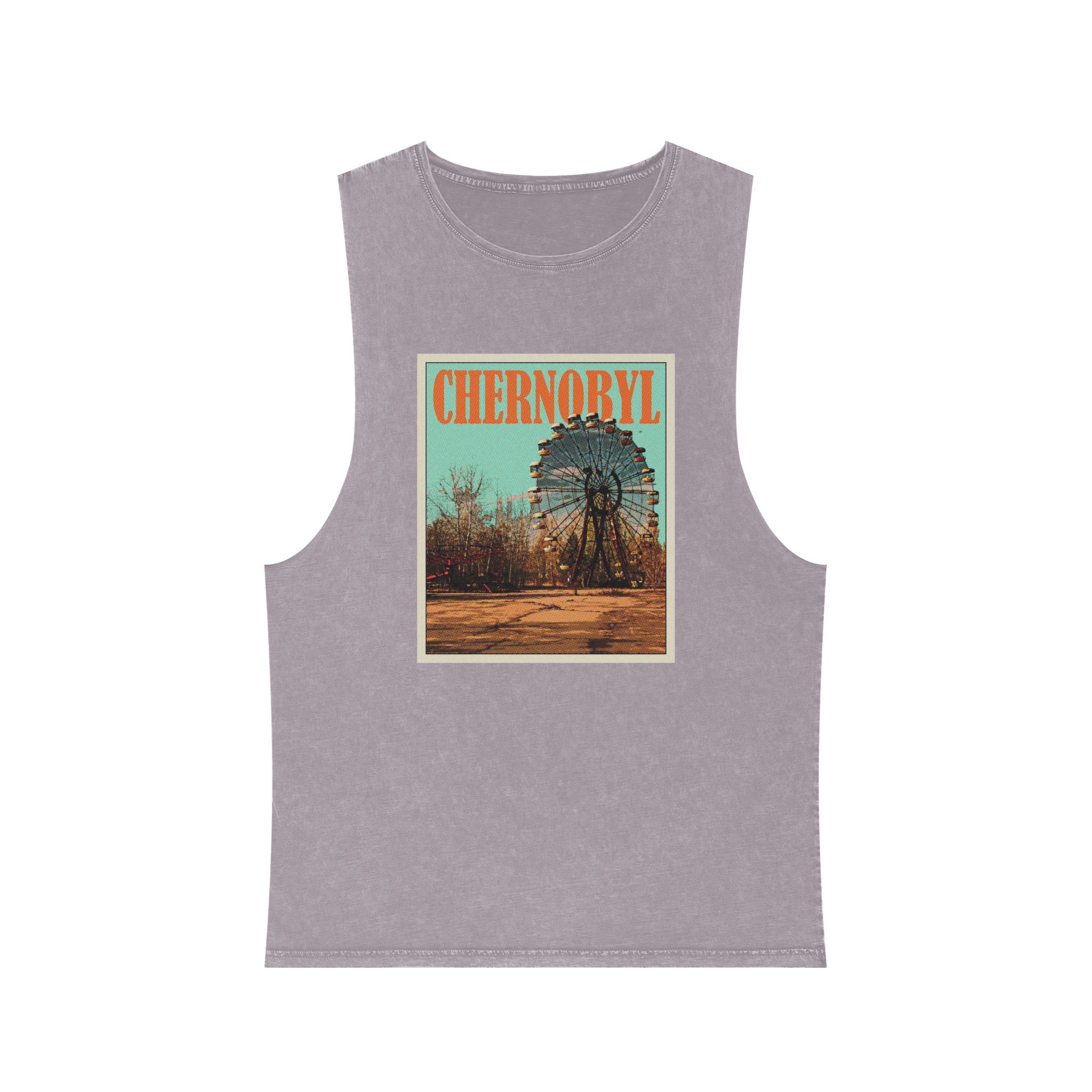 Chernobyl Retro Travel Poster Unisex Stonewash Tank Top - Image 17