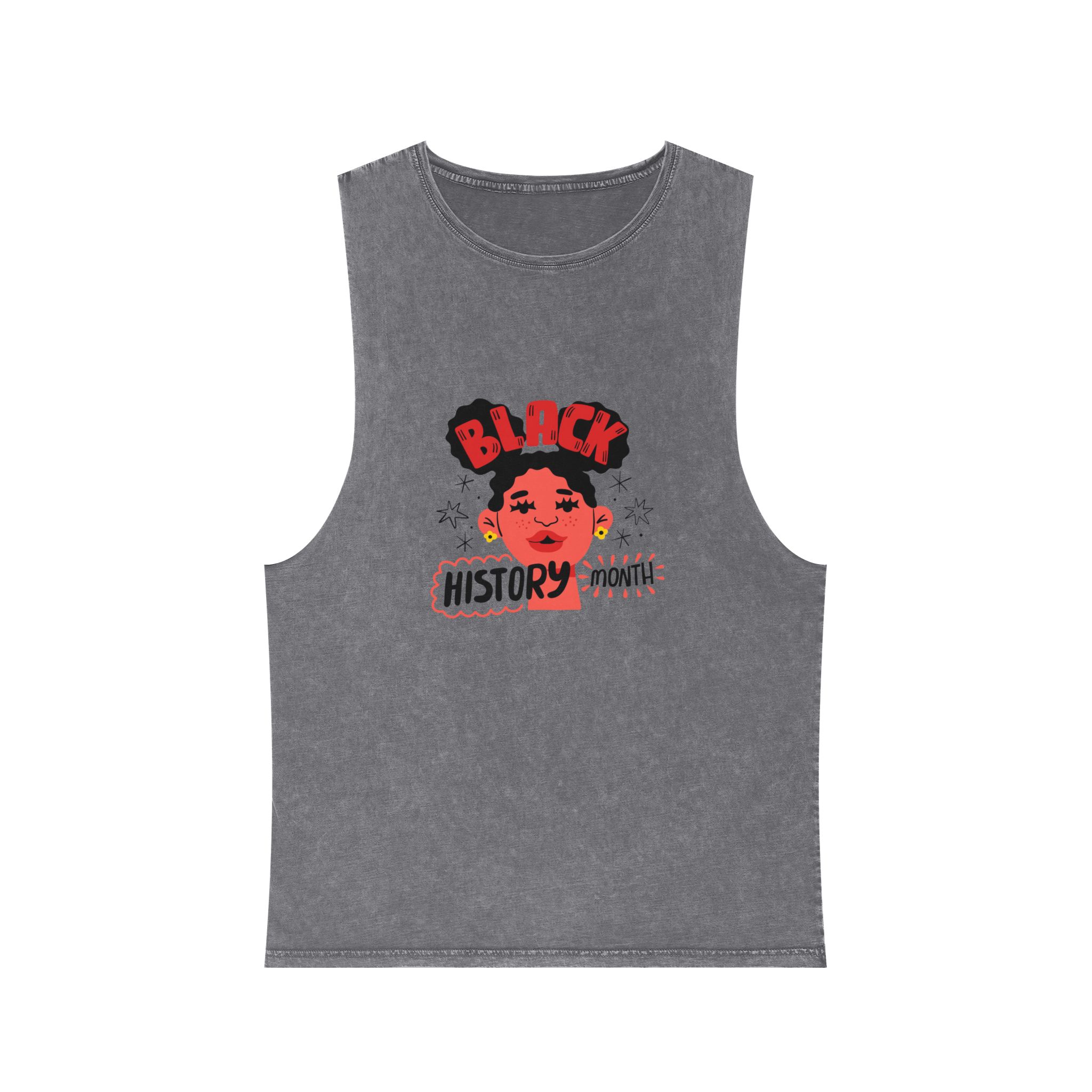 Flat Text Illustration Black History Month Celebration Unisex Stonewash Tank Top - Image 9
