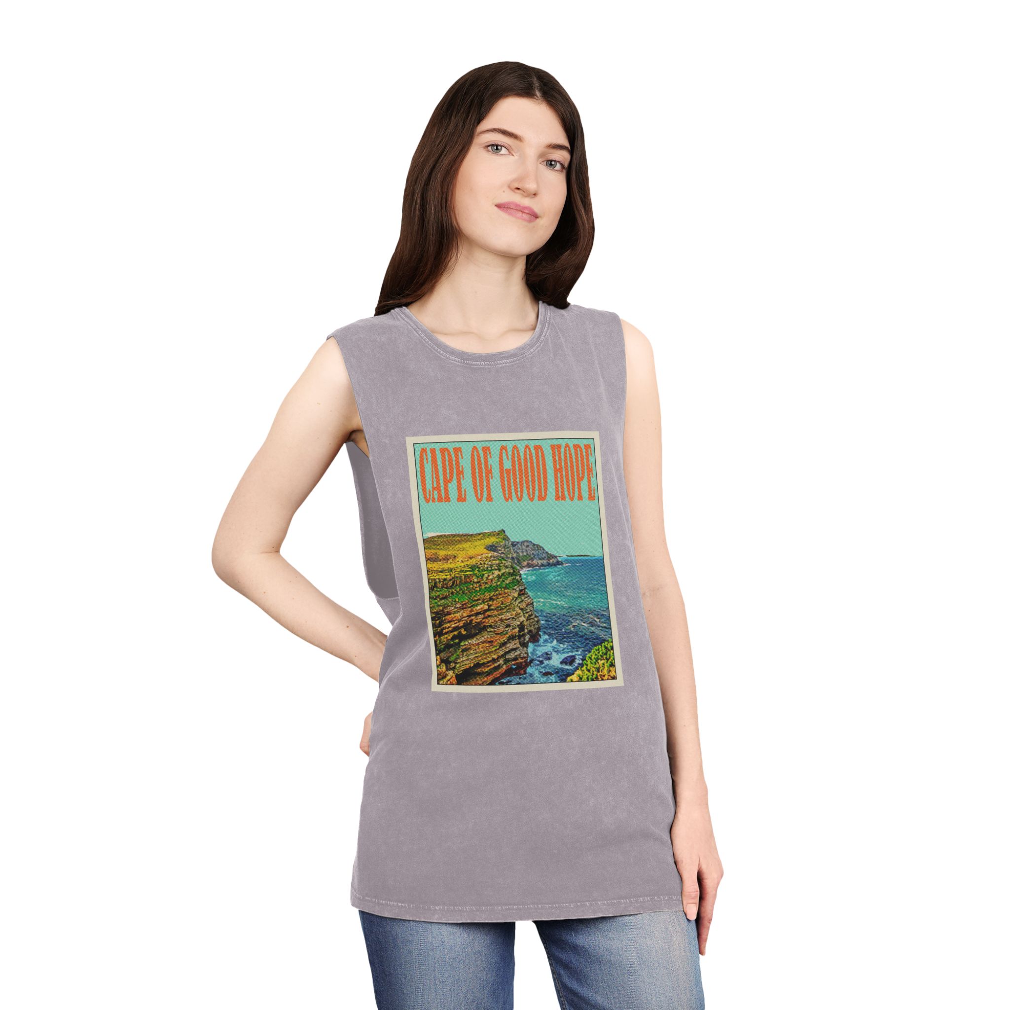Cape Good Hope Retro Travel Poster Unisex Stonewash Tank Top - Image 20