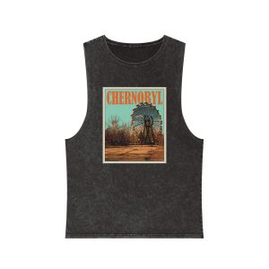Chernobyl Retro Travel Poster Unisex Stonewash Tank Top