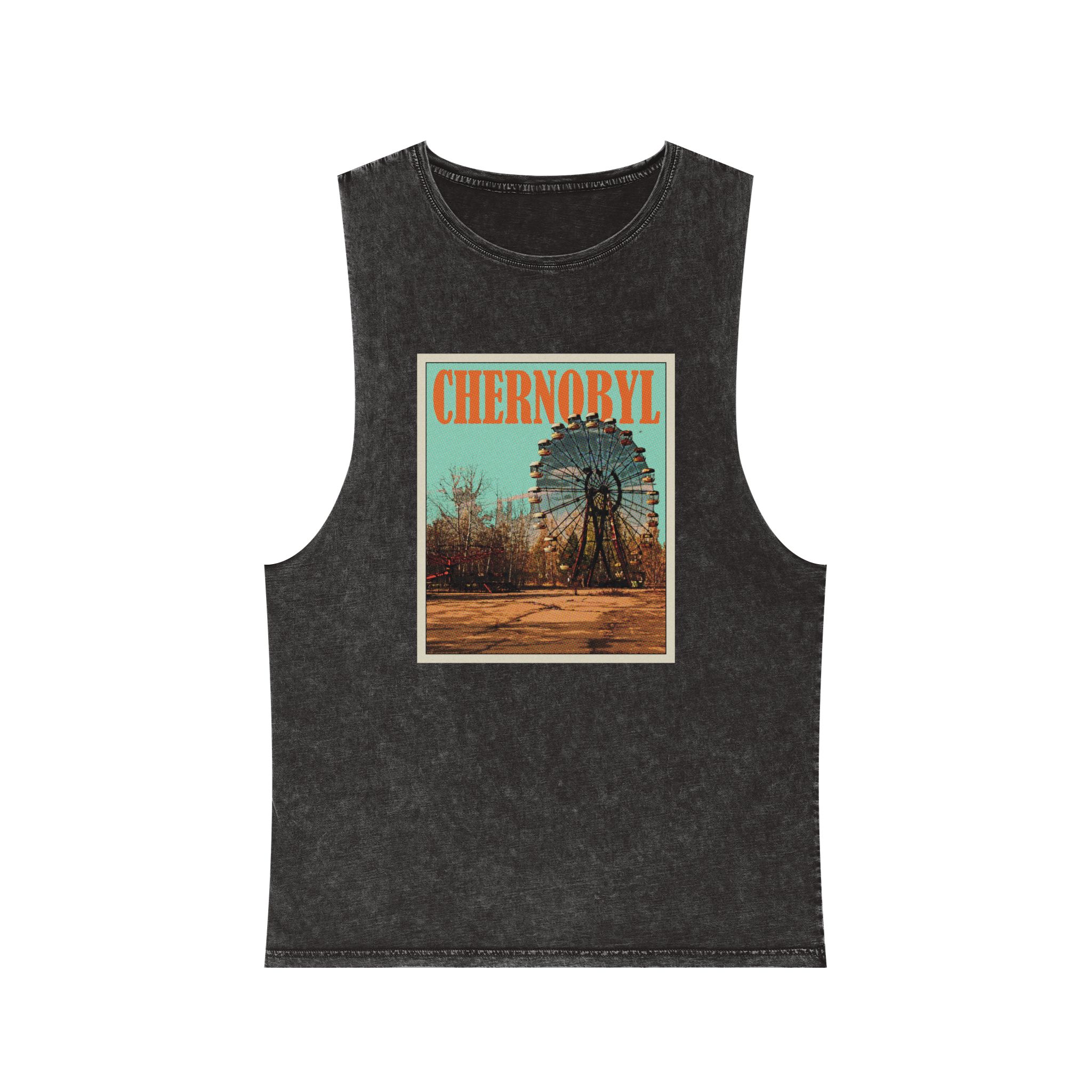 Chernobyl Retro Travel Poster Unisex Stonewash Tank Top