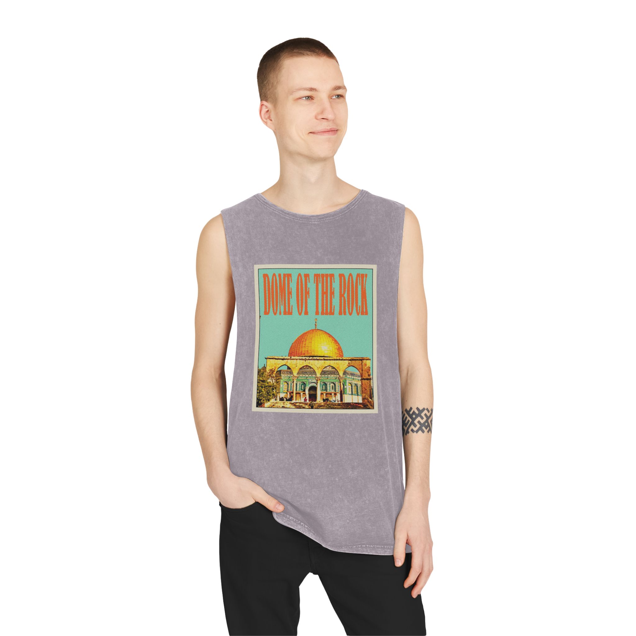 Dome Rock Retro Travel Poster Unisex Stonewash Tank Top - Image 19