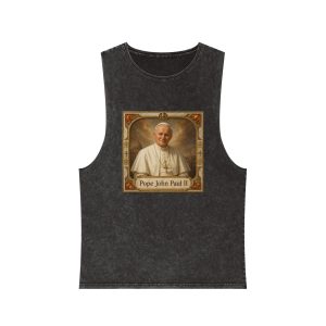 Pope John Paul II Unisex Stonewash Tank Top