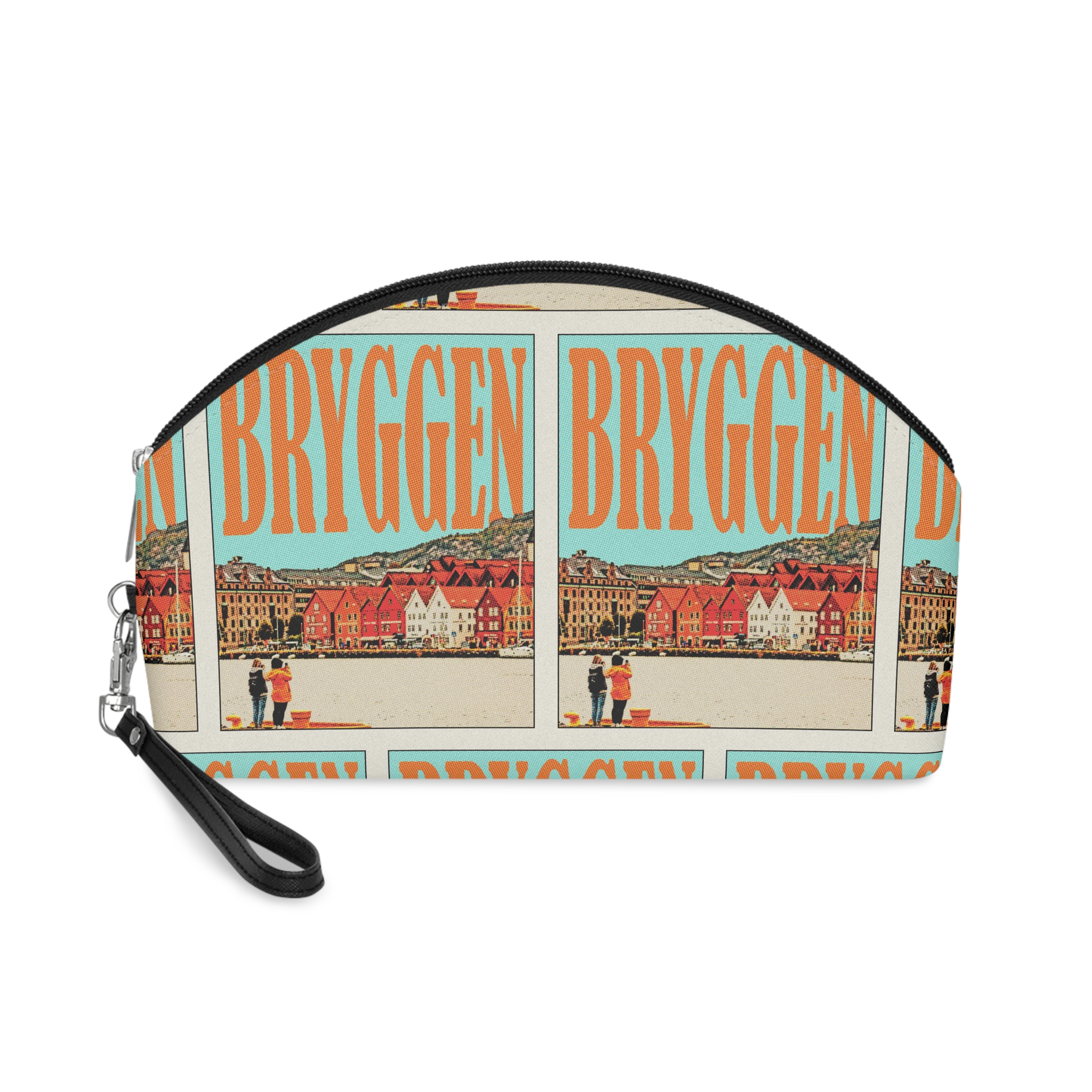 Bryggen Retro Travel Poster (1) Makeup Bag