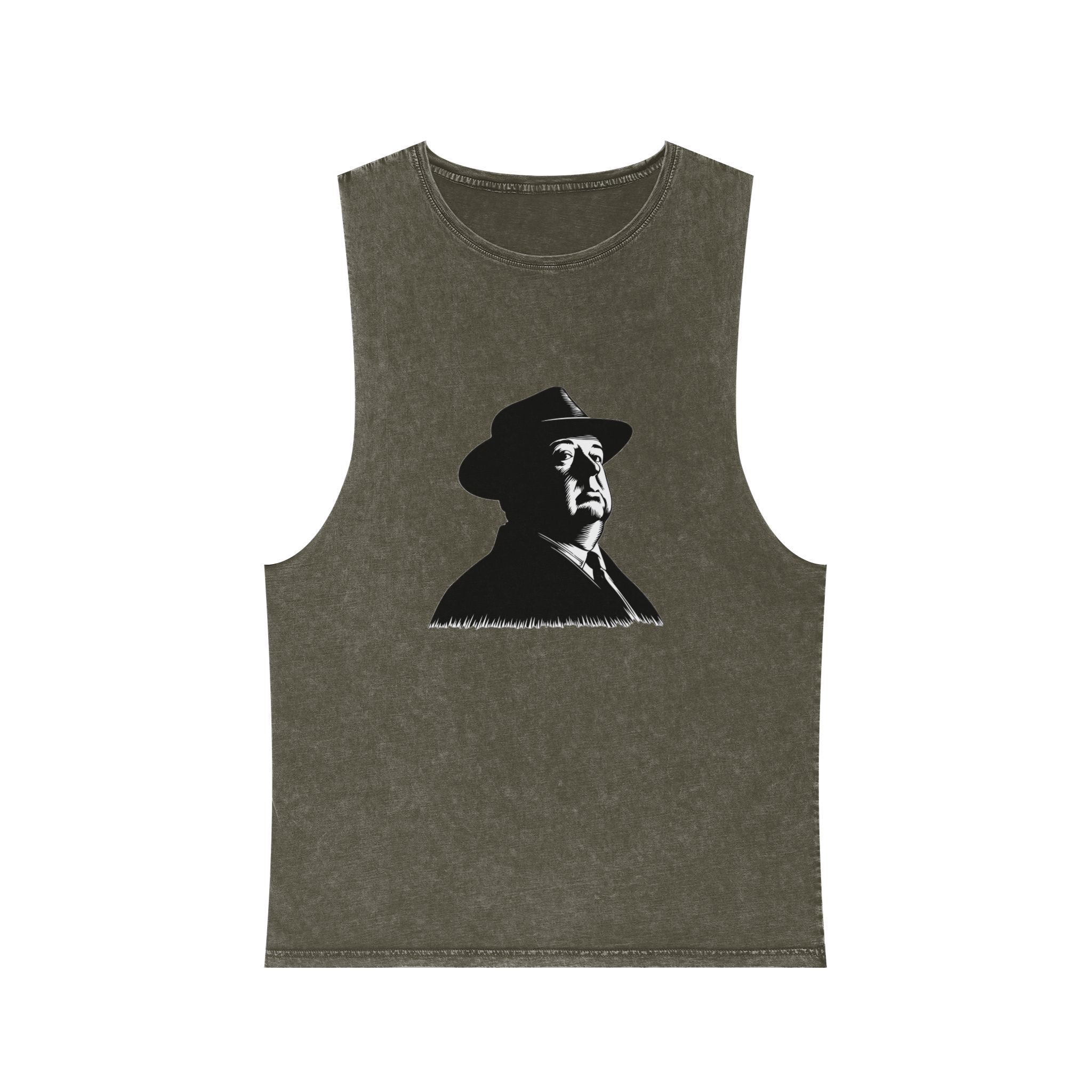 Fondo de “alfred Hitchcock (1) Unisex Stonewash Tank Top - Image 5