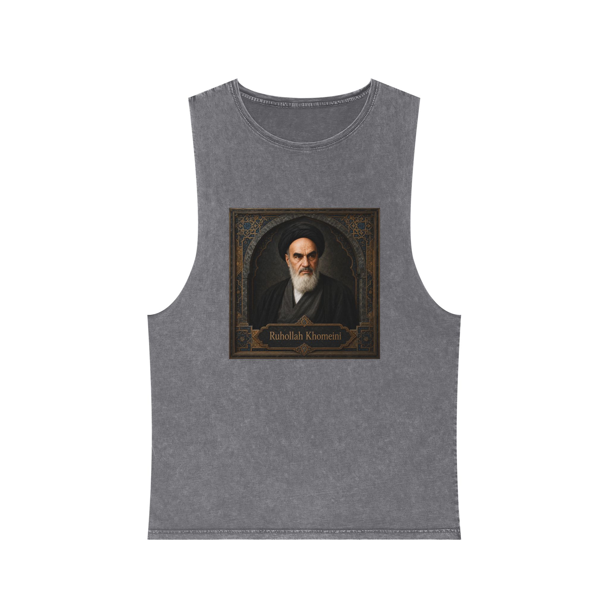 Ruhollah Khomeini Unisex Stonewash Tank Top - Image 9
