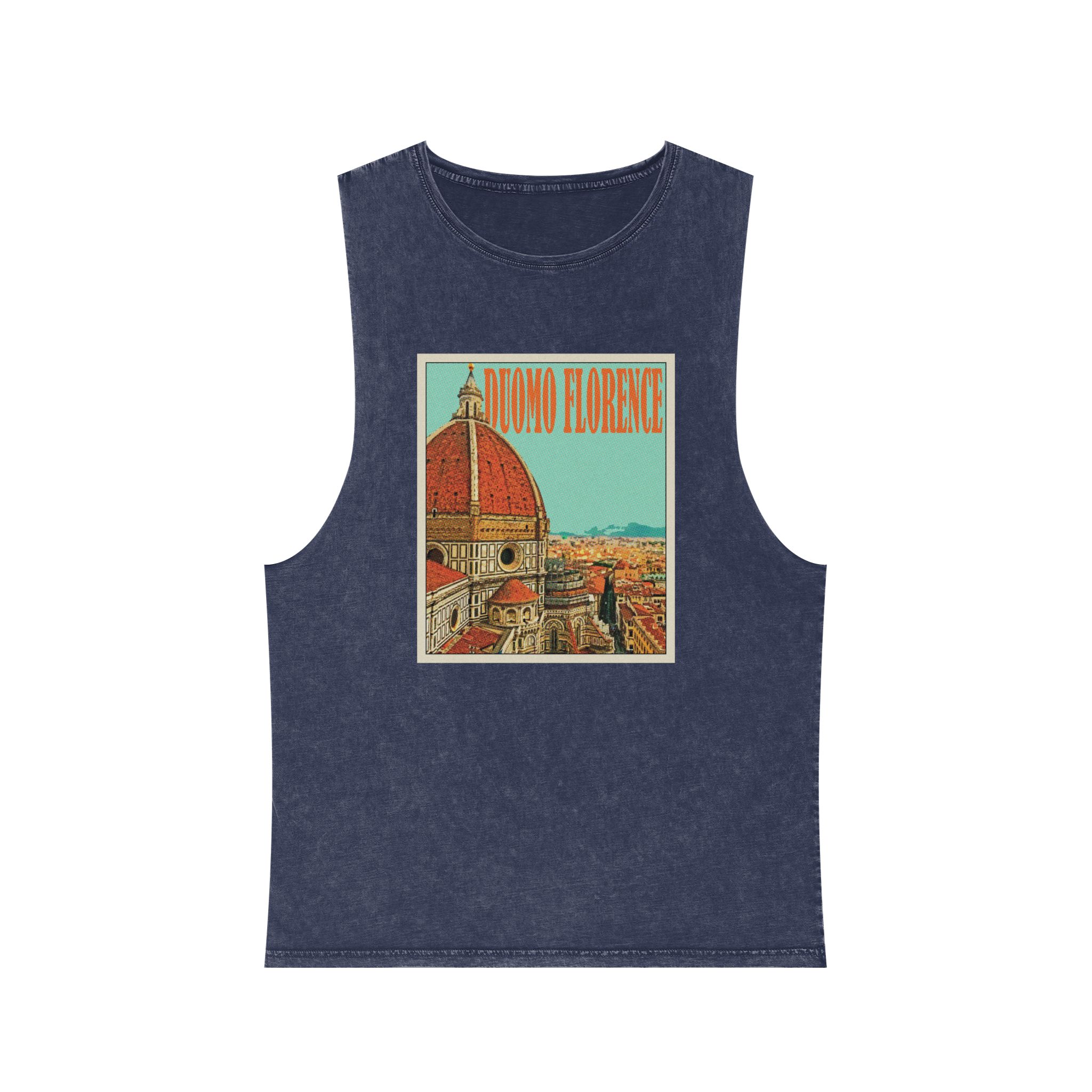 Duomo Florence Retro Travel Poster Unisex Stonewash Tank Top - Image 13