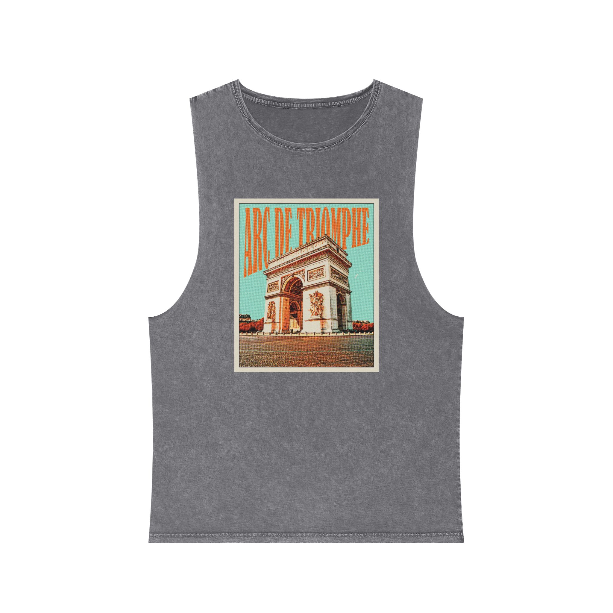 Arc de Triomphe Retro Travel Poster Unisex Stonewash Tank Top - Image 9