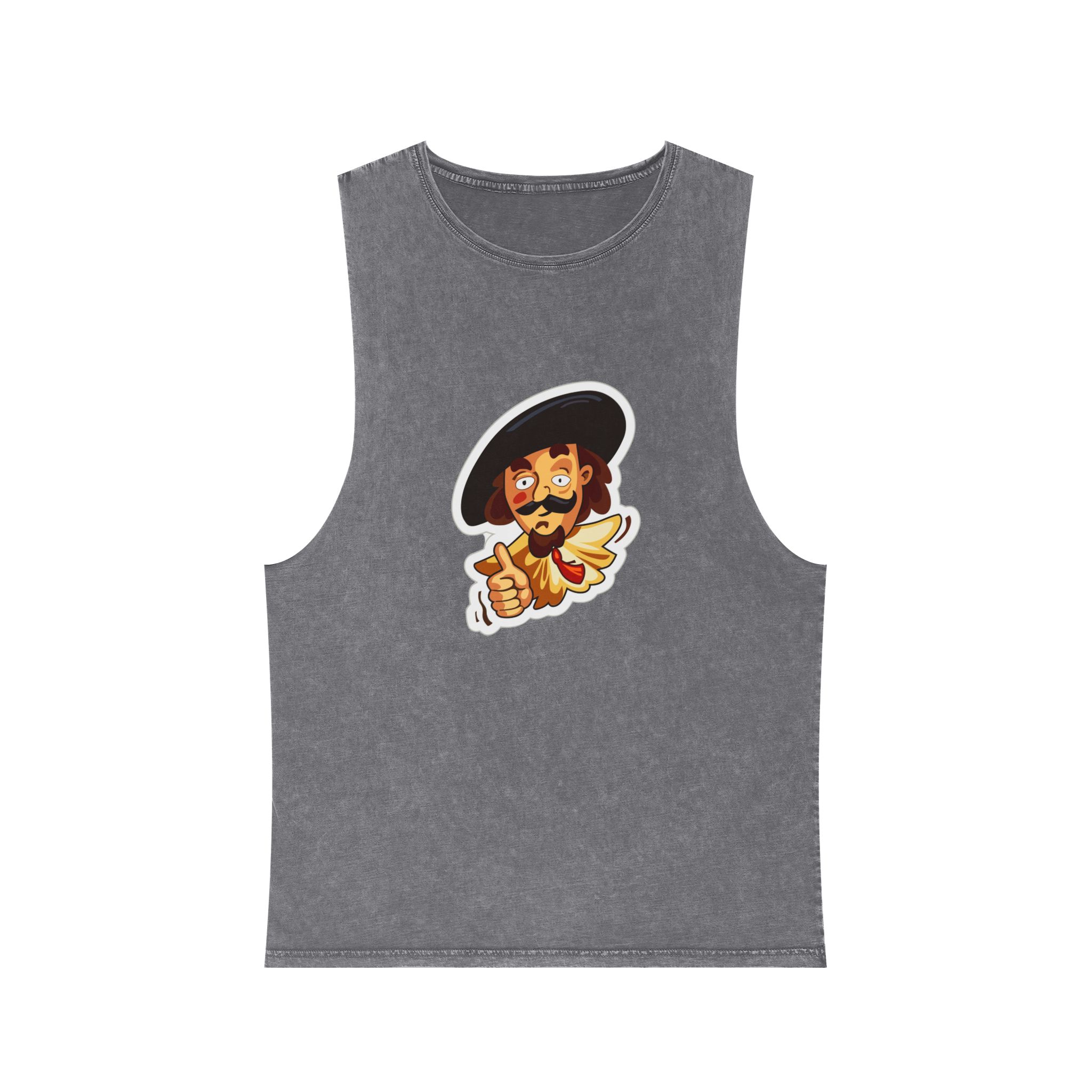 Cartoon Musketeer Thumbs Up Unisex Stonewash Tank Top - Image 9