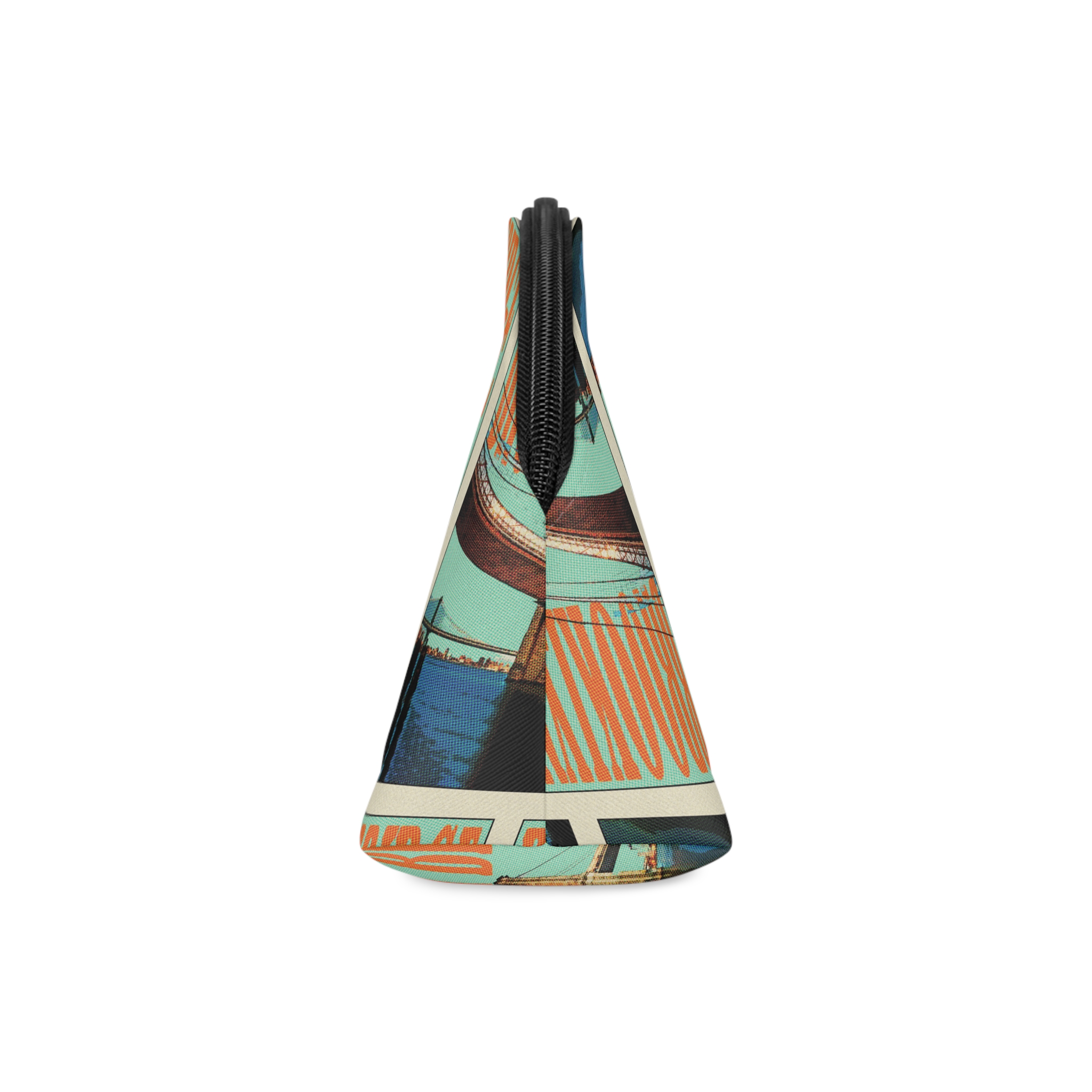 Brooklyn Bridge Retro Travel Poster Makeup Bag - Image 4