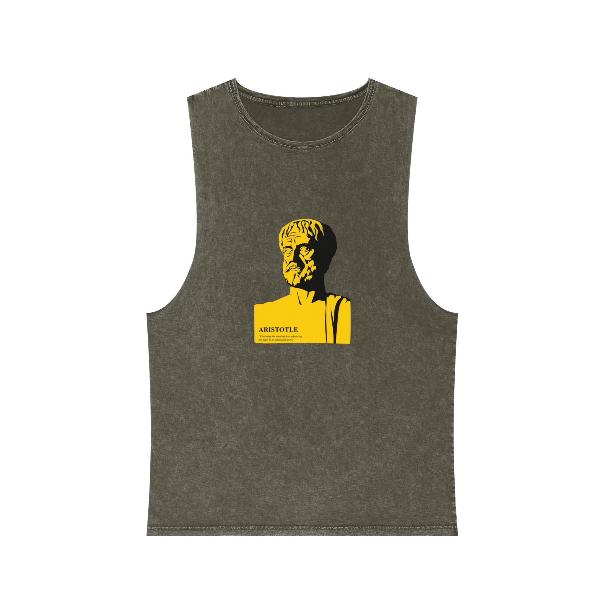 Aristotle Silhuette Flat Art Graphic Art Aristotle With Quote Unisex Stonewash Tank Top - Image 5