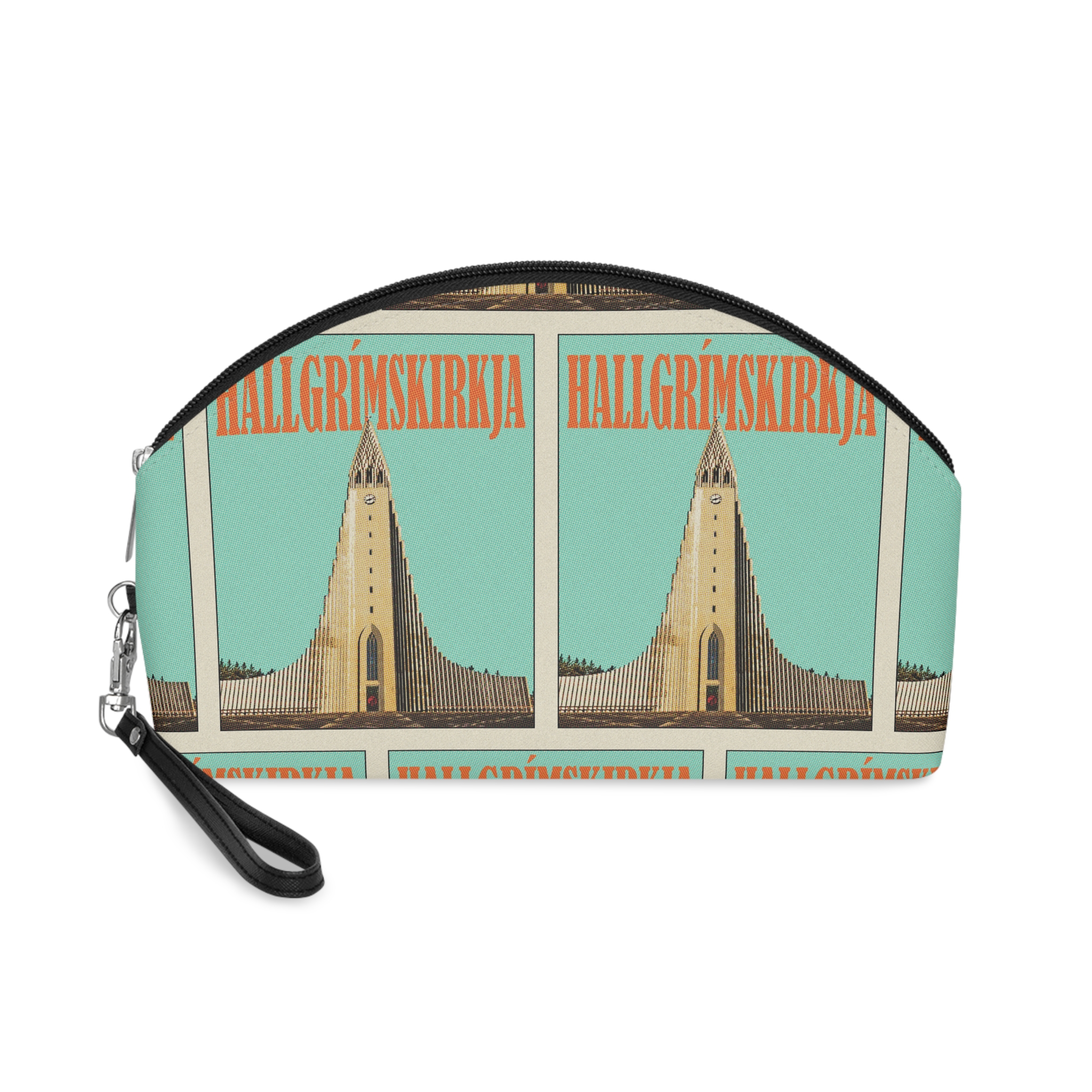 Hallgrimskirkja Retro Travel Poster Makeup Bag