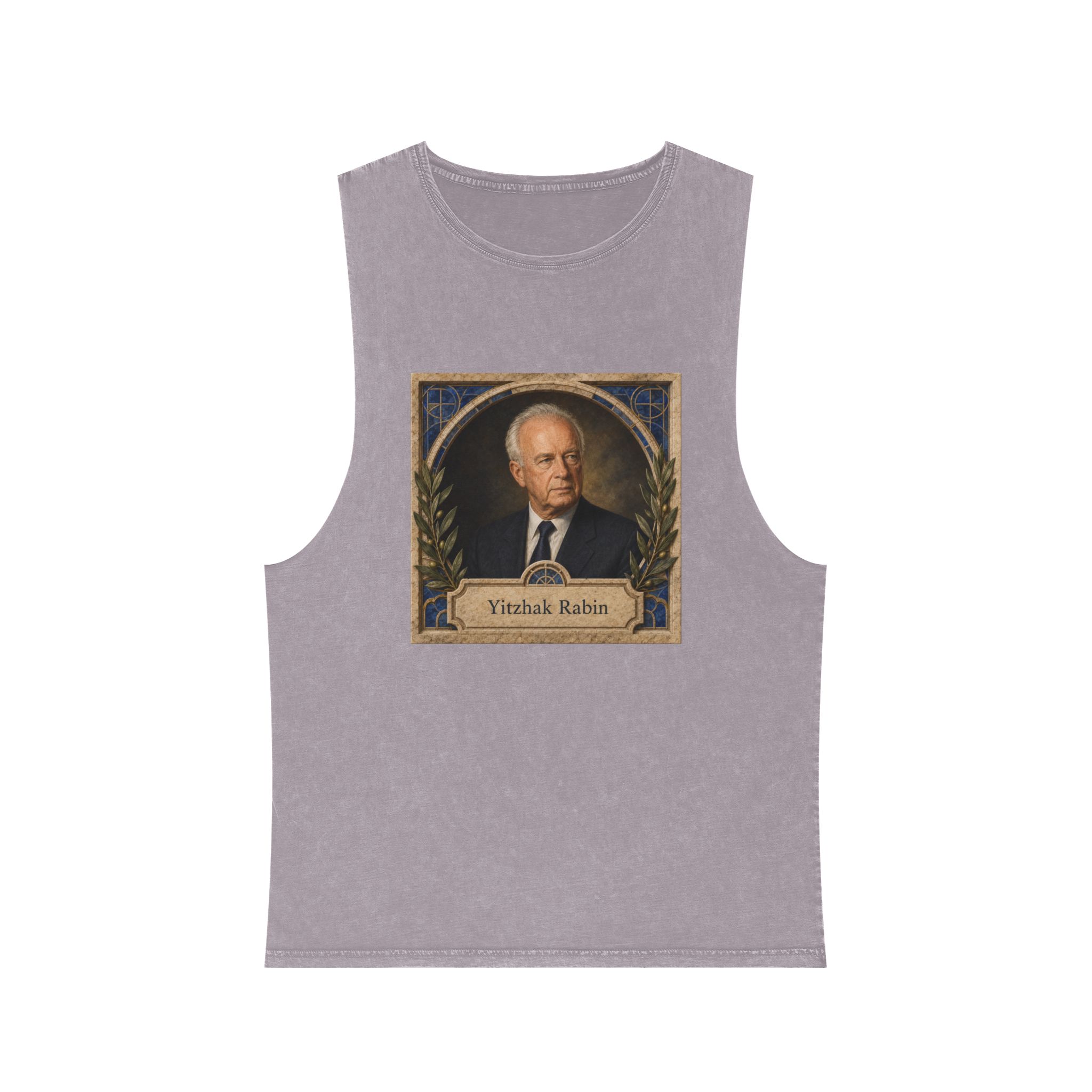 Yitzhak Rabin Unisex Stonewash Tank Top - Image 17