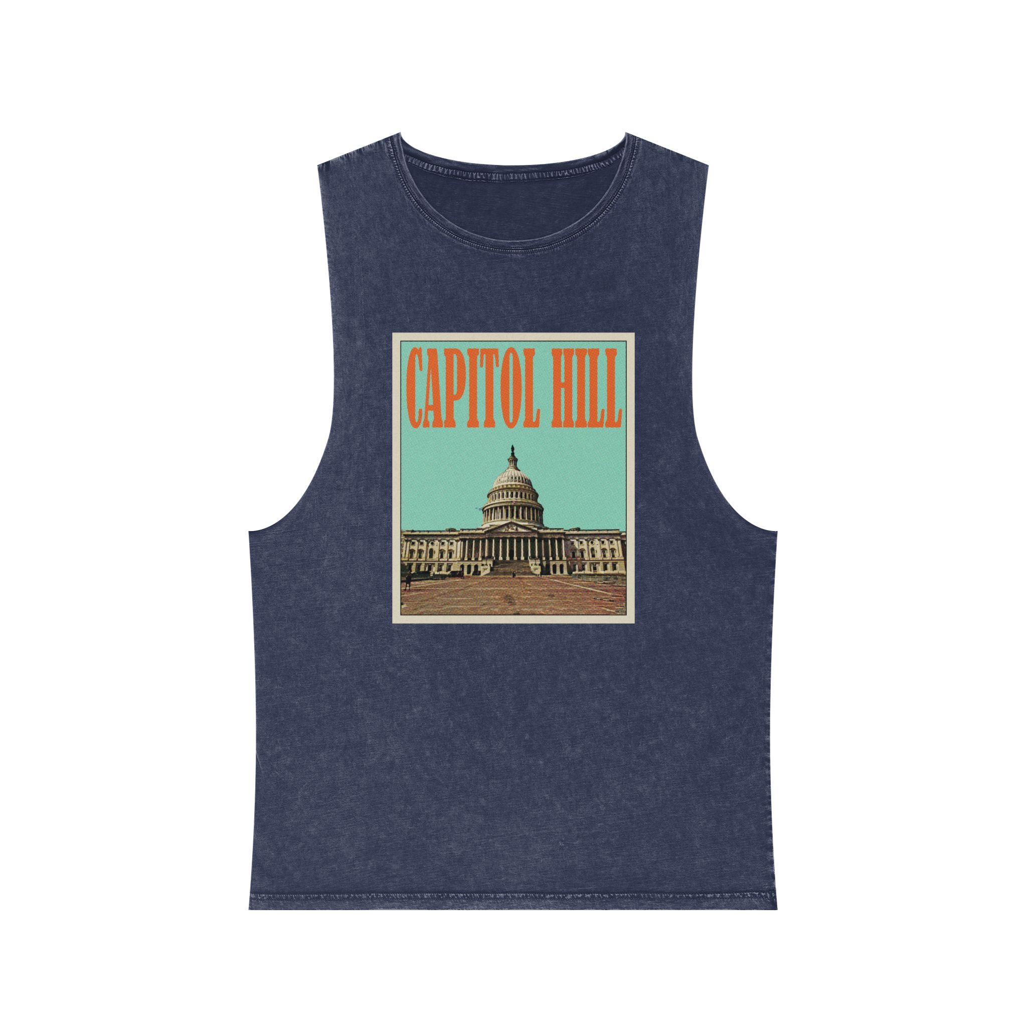 Capitol Hill Retro Travel Poster Unisex Stonewash Tank Top - Image 13