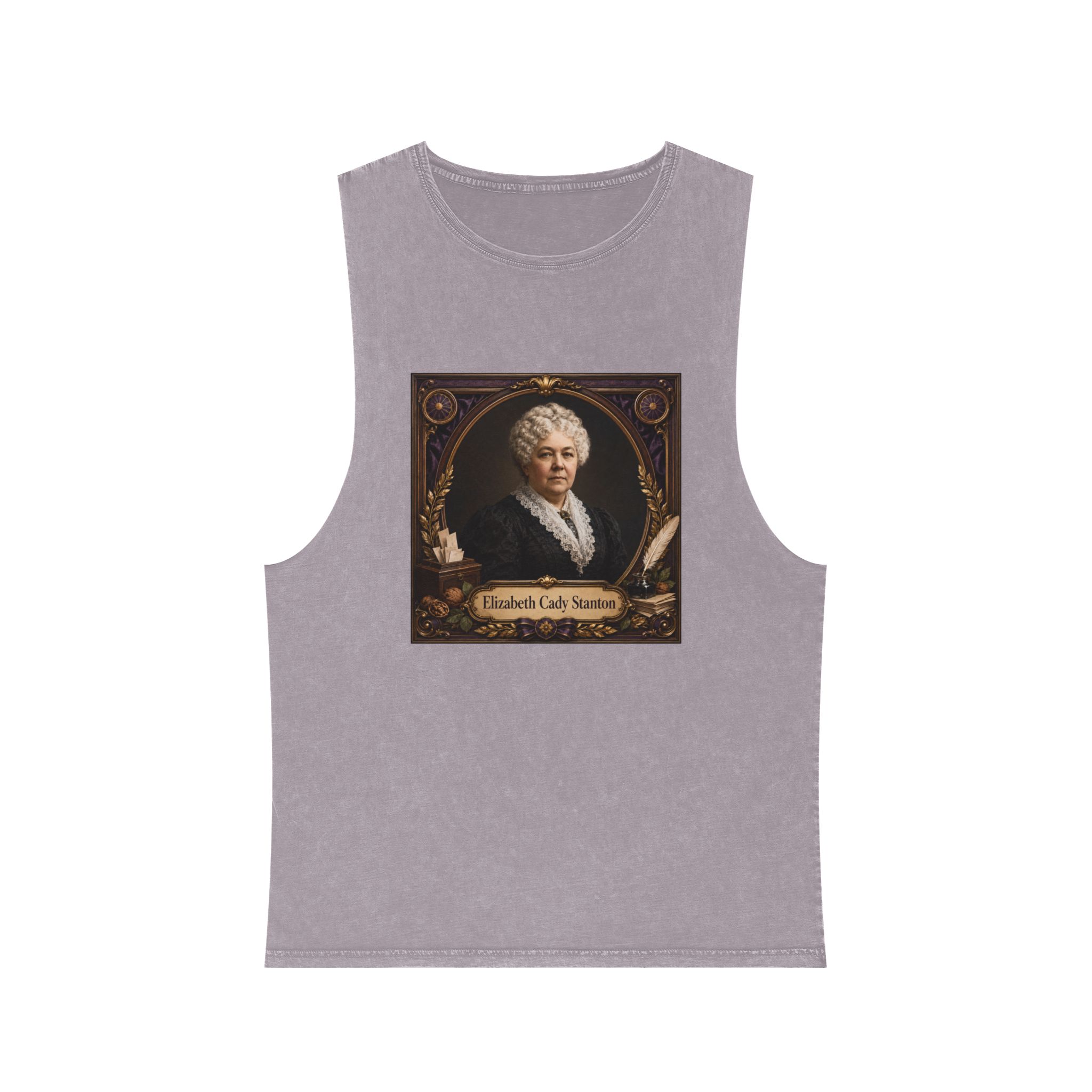 Elizabeth Cady Stanton Unisex Stonewash Tank Top - Image 17