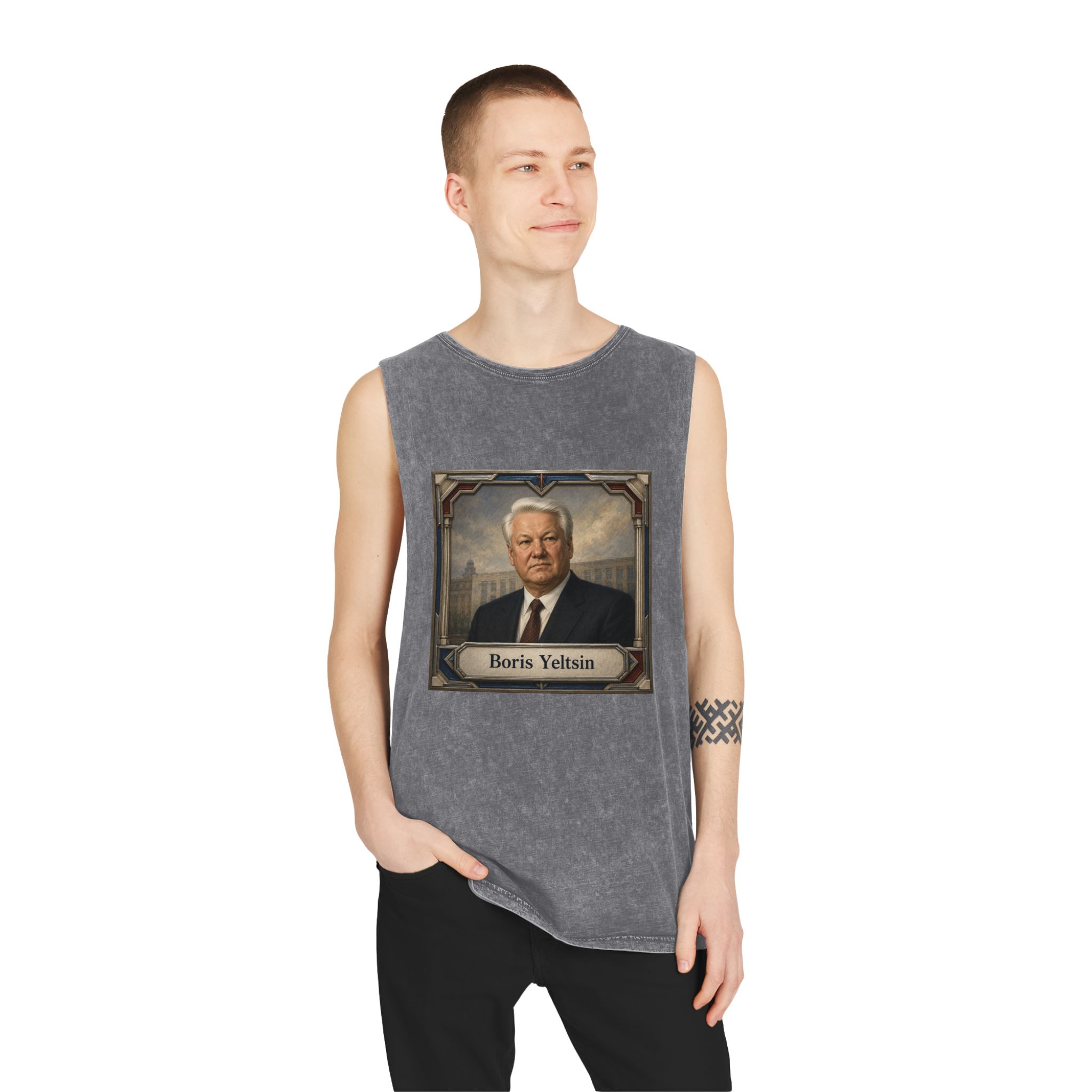 Boris Yeltsin Unisex Stonewash Tank Top - Image 11