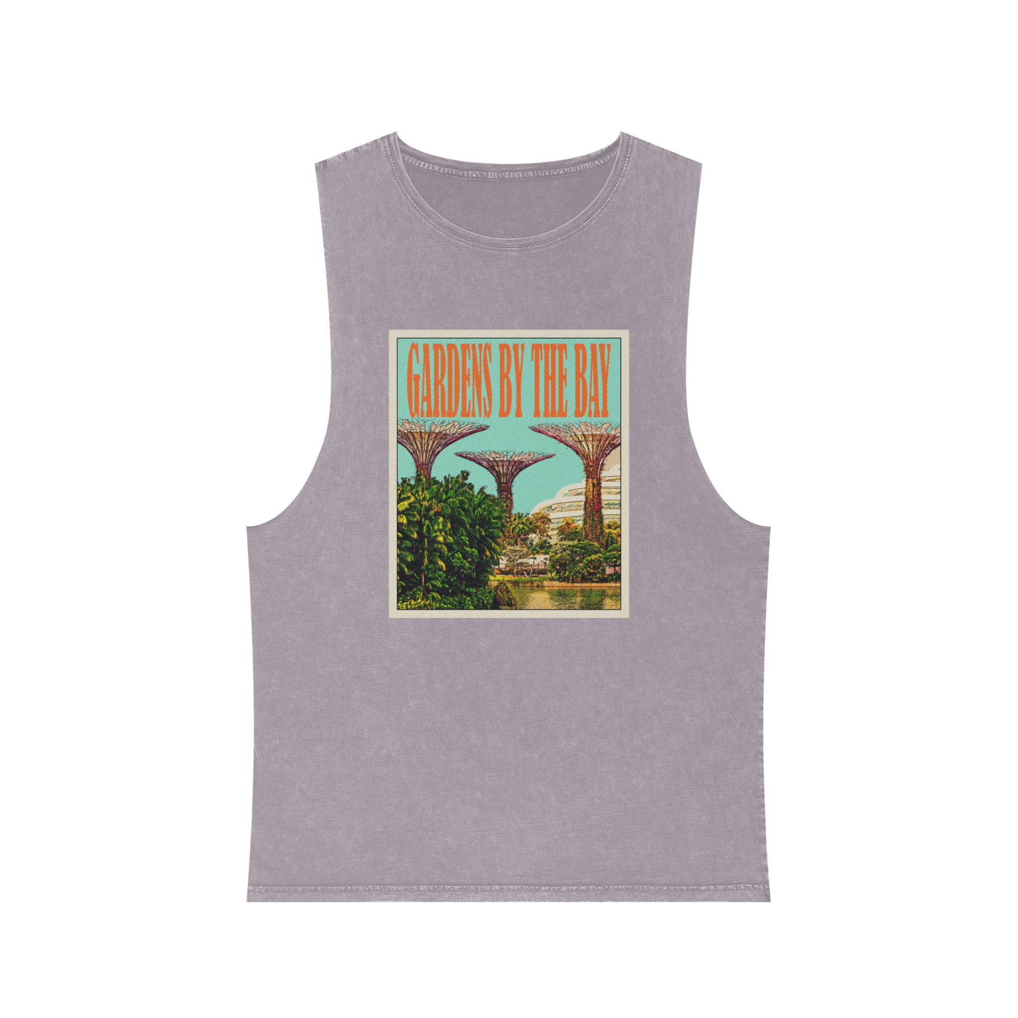Gardens By Bay Retro Travel Poster (1) Unisex Stonewash Tank Top - Image 17