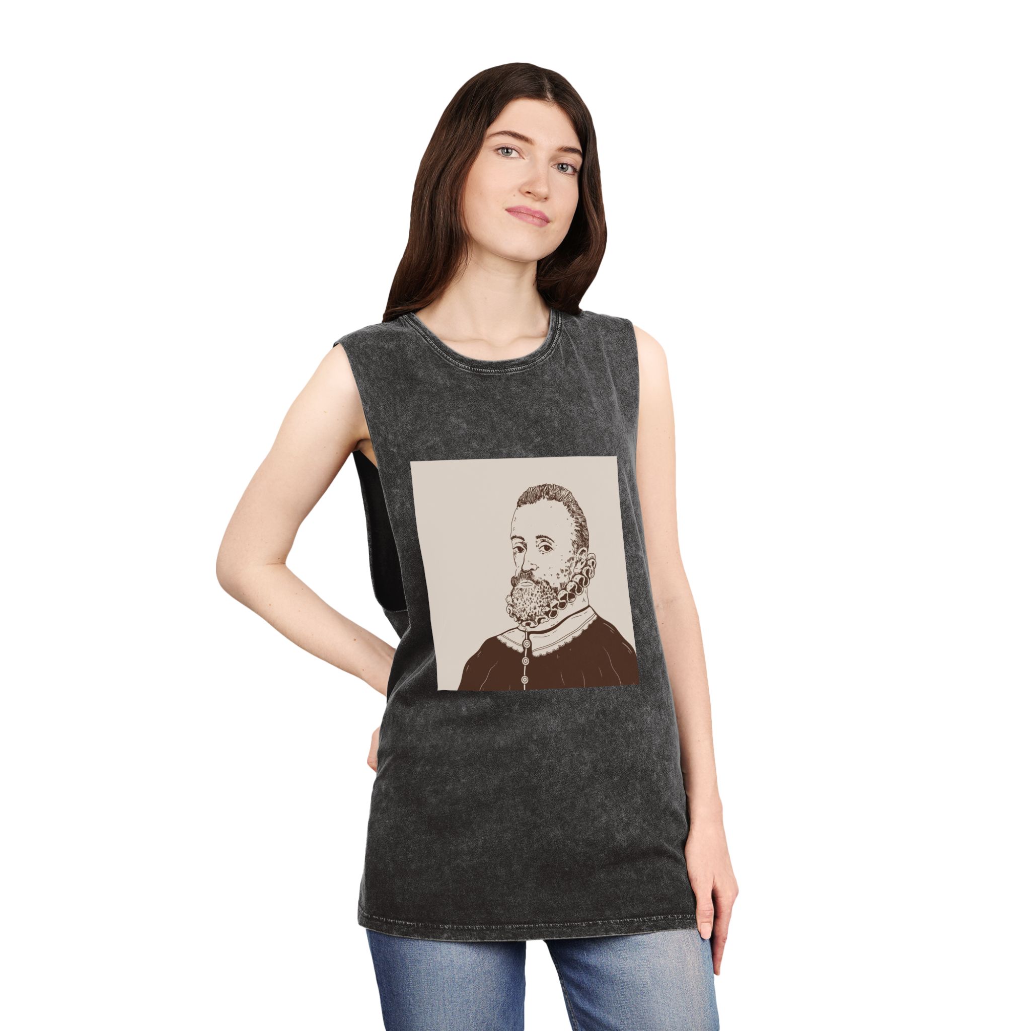 Historical Design E34CAD Unisex Stonewash Tank Top - Image 4