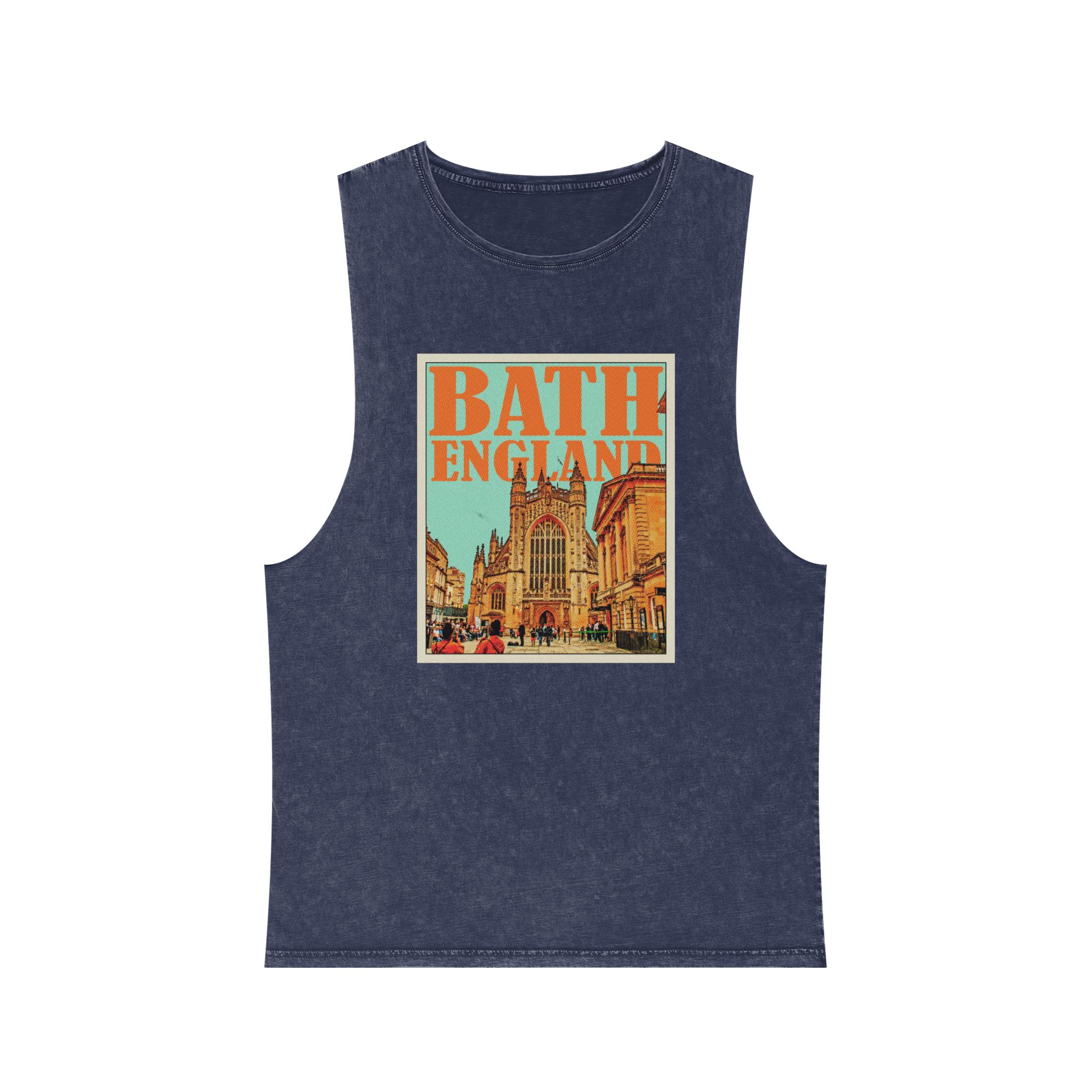 Bath England Retro Travel Poster Unisex Stonewash Tank Top - Image 13