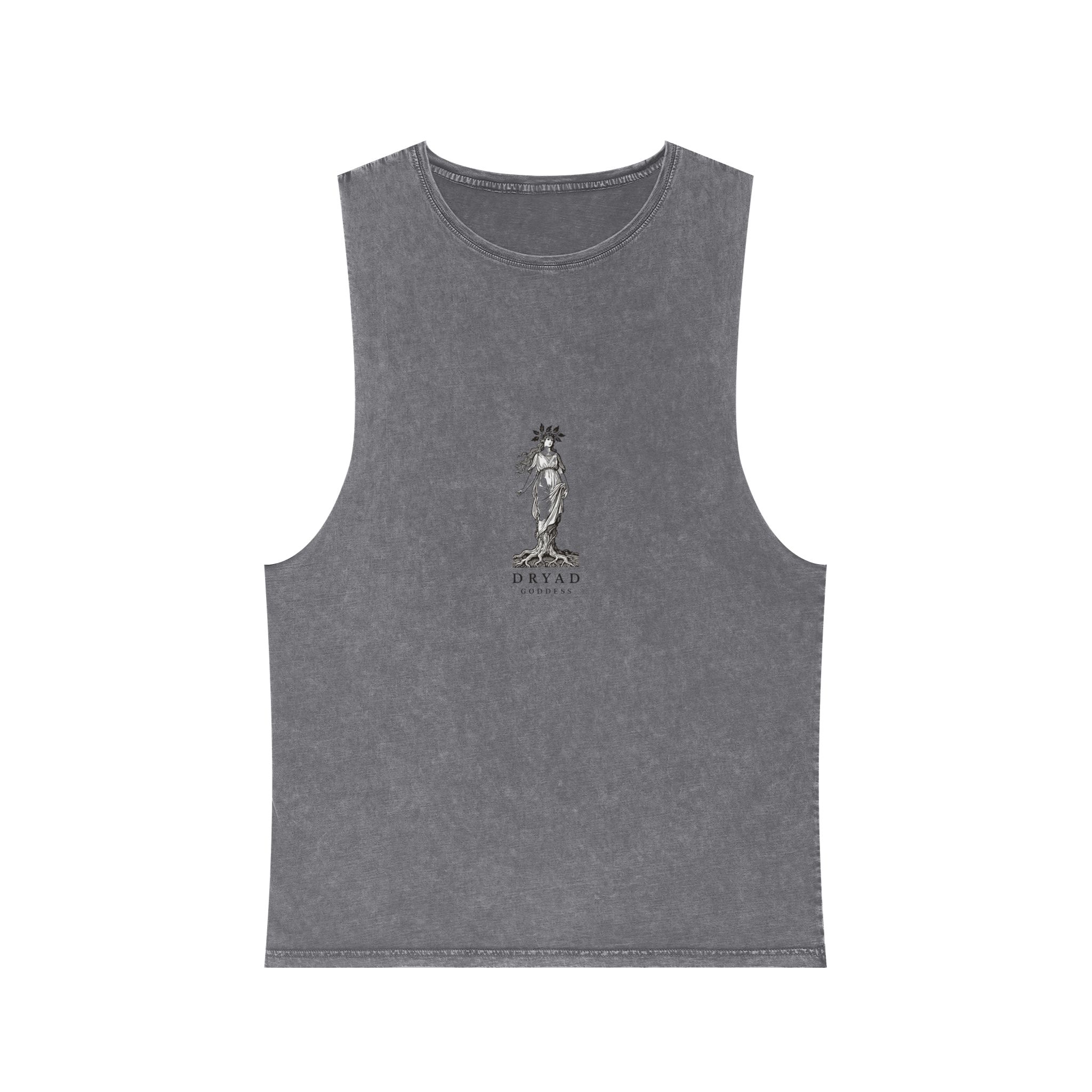 Engraved Logo Dryad Tree Spirit Woman With Roots Branches Symbolizing Forest Goddess Unisex Stonewash Tank Top - Image 9