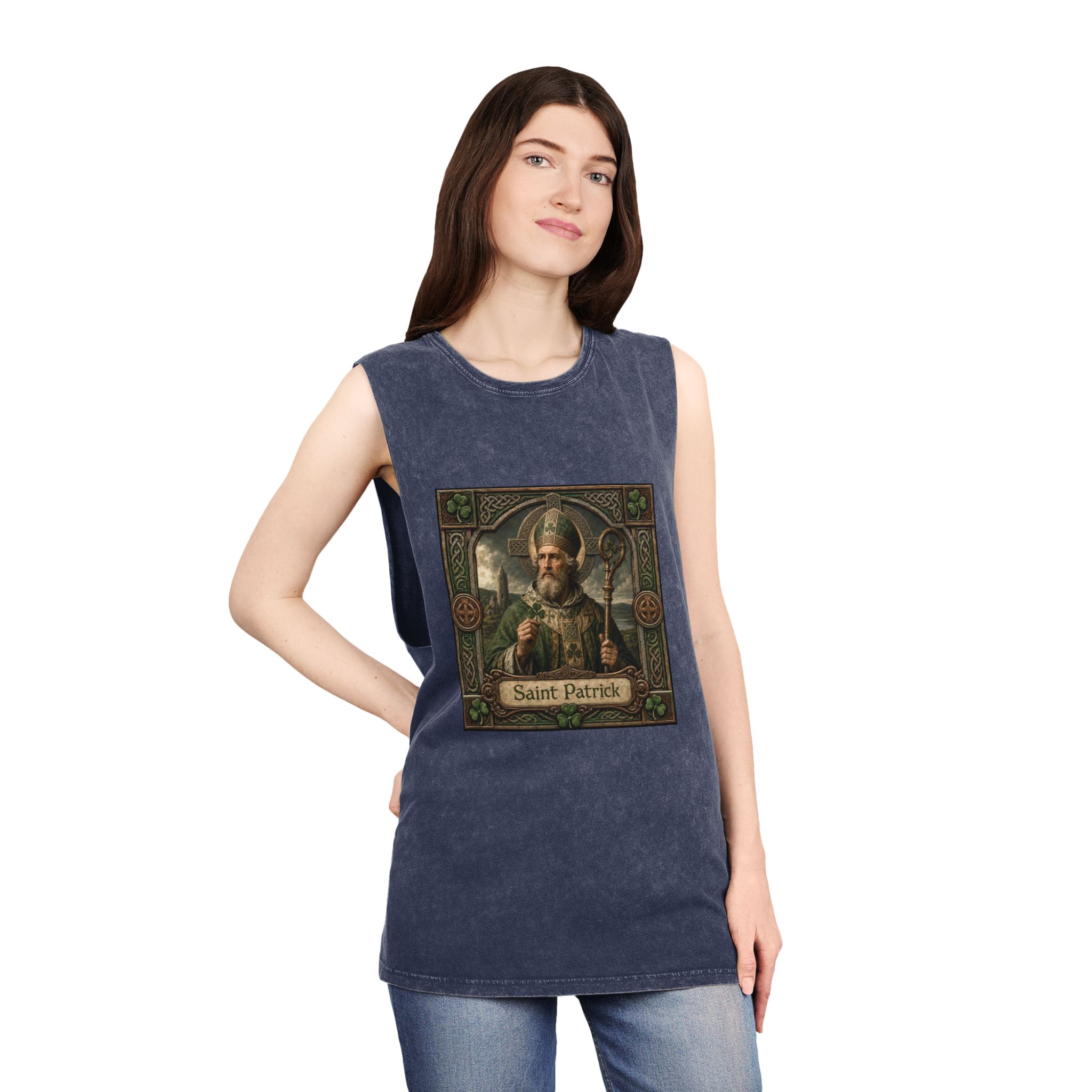 Saint Patrick Unisex Stonewash Tank Top - Image 16