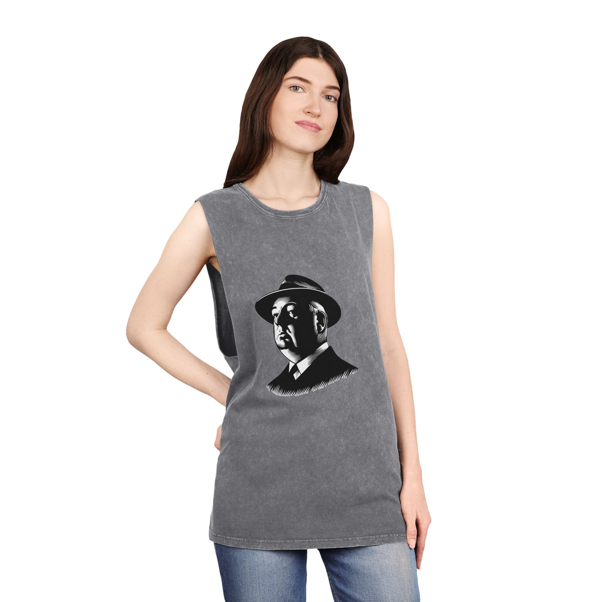 Fondo de “alfred Hitchcock Unisex Stonewash Tank Top - Image 12