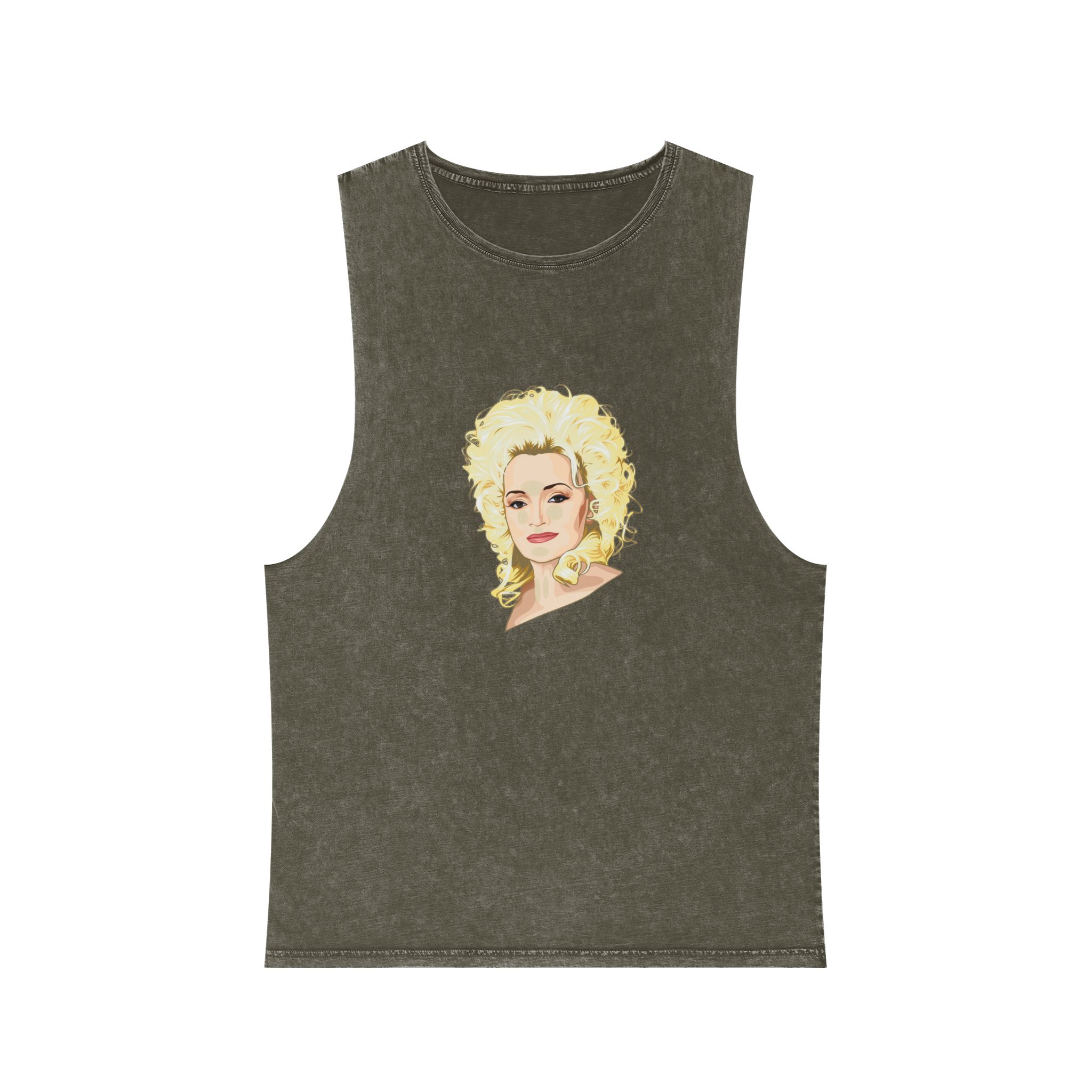 Dolly Parton Portrait Unisex Stonewash Tank Top - Image 5