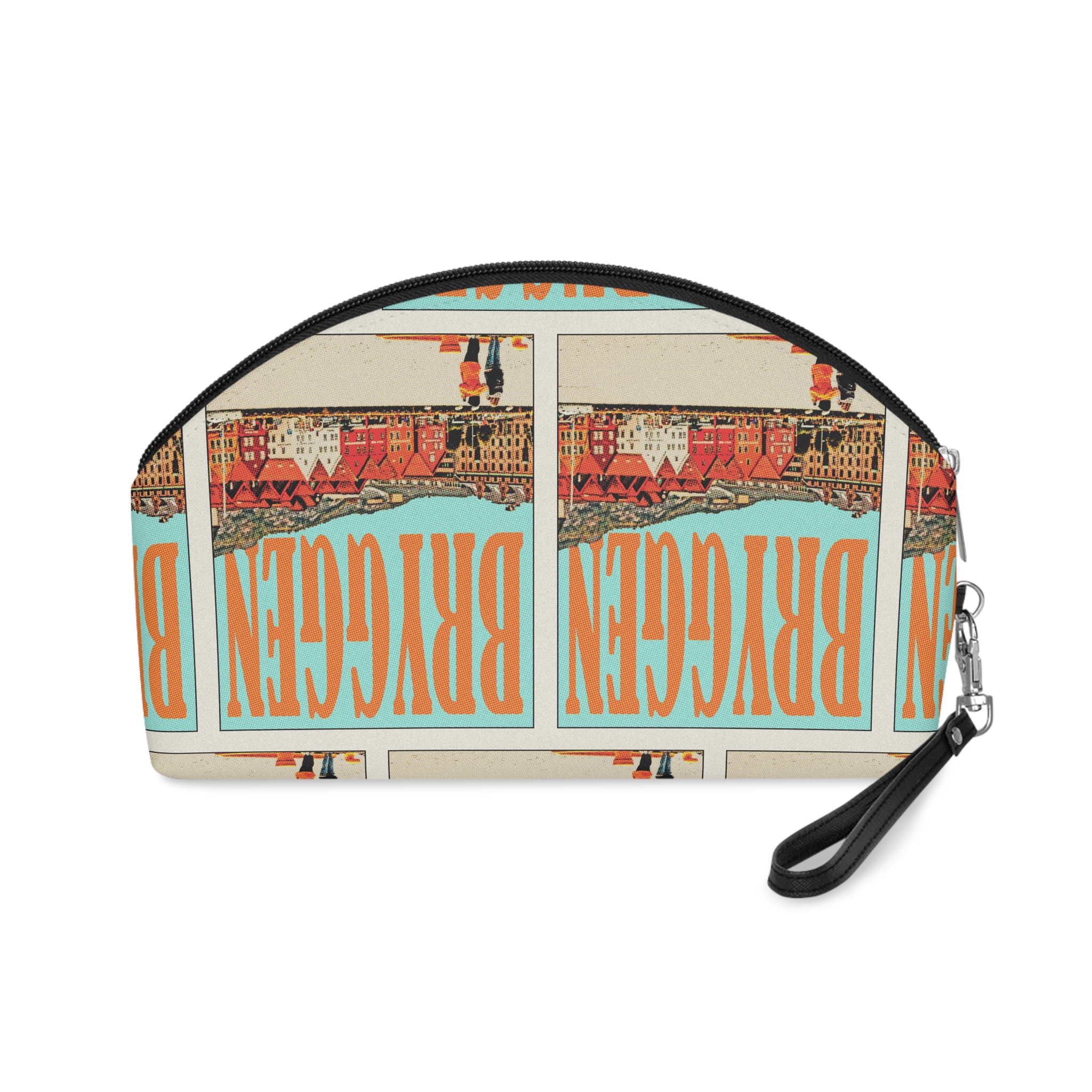 Bryggen Retro Travel Poster (1) Makeup Bag - Image 2