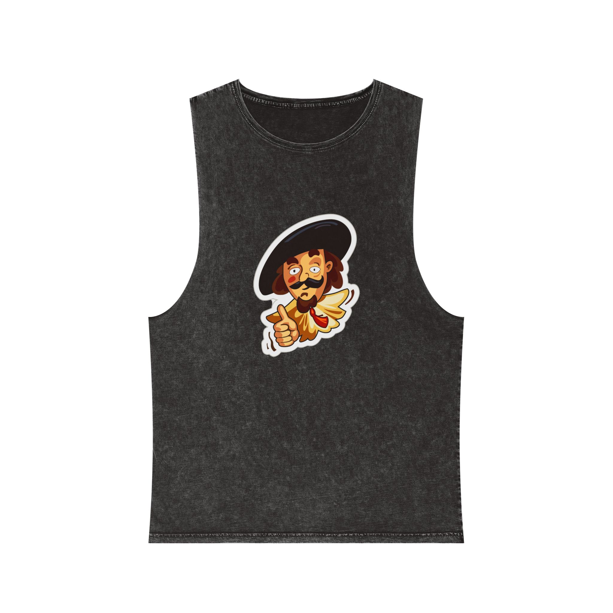 Cartoon Musketeer Thumbs Up Unisex Stonewash Tank Top