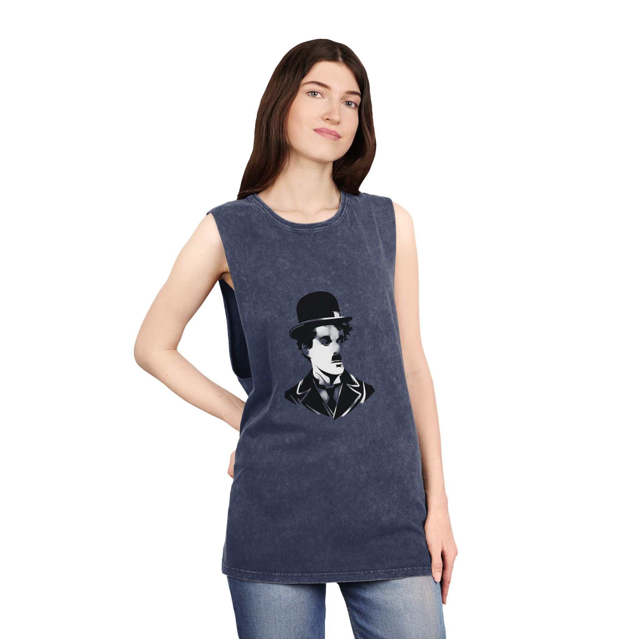 Charlie Chaplin Unisex Stonewash Tank Top - Image 16
