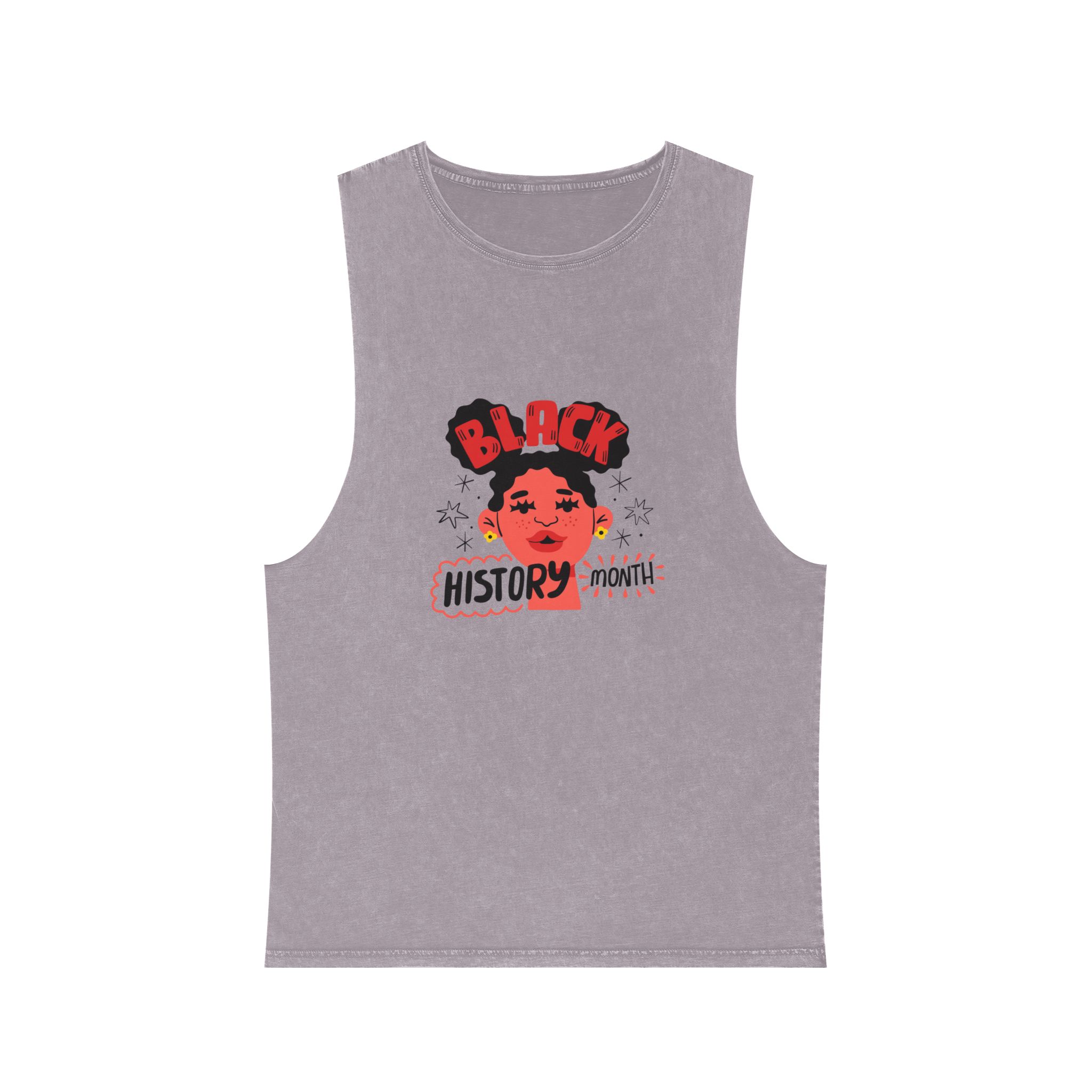 Flat Text Illustration Black History Month Celebration Unisex Stonewash Tank Top - Image 17
