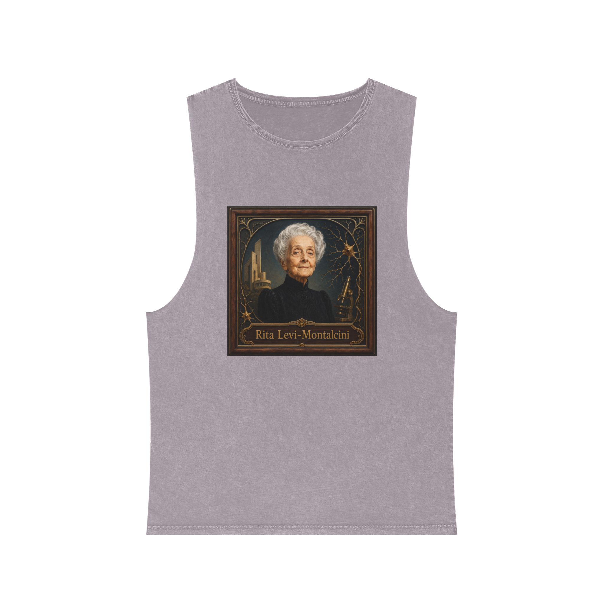 Rita Levi Montalcini Unisex Stonewash Tank Top - Image 17