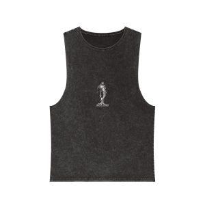 Engraved Logo Dryad Tree Spirit Woman With Roots Branches Symbolizing Forest Goddess Unisex Stonewash Tank Top