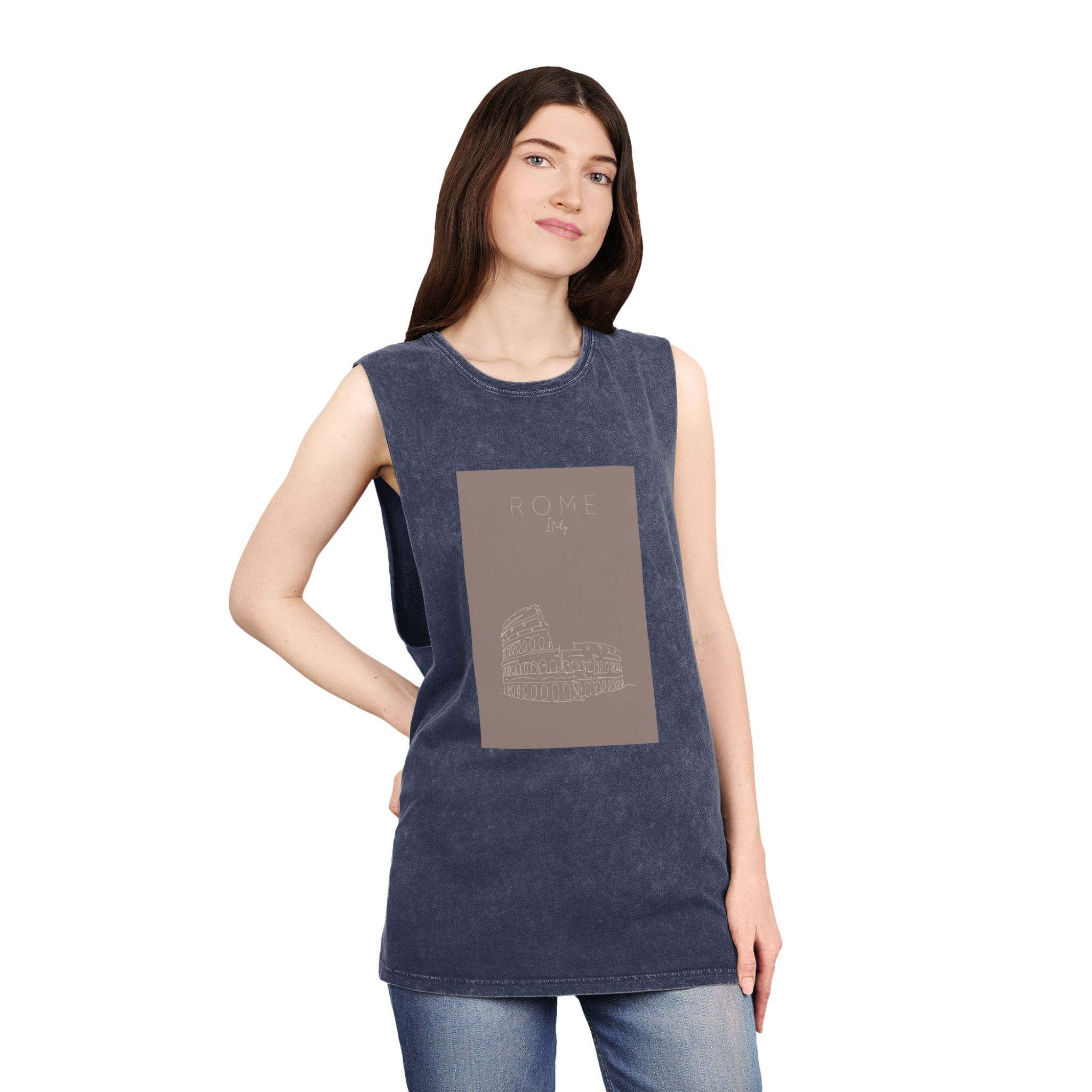 Poster City Rome Brown Unisex Stonewash Tank Top - Image 16