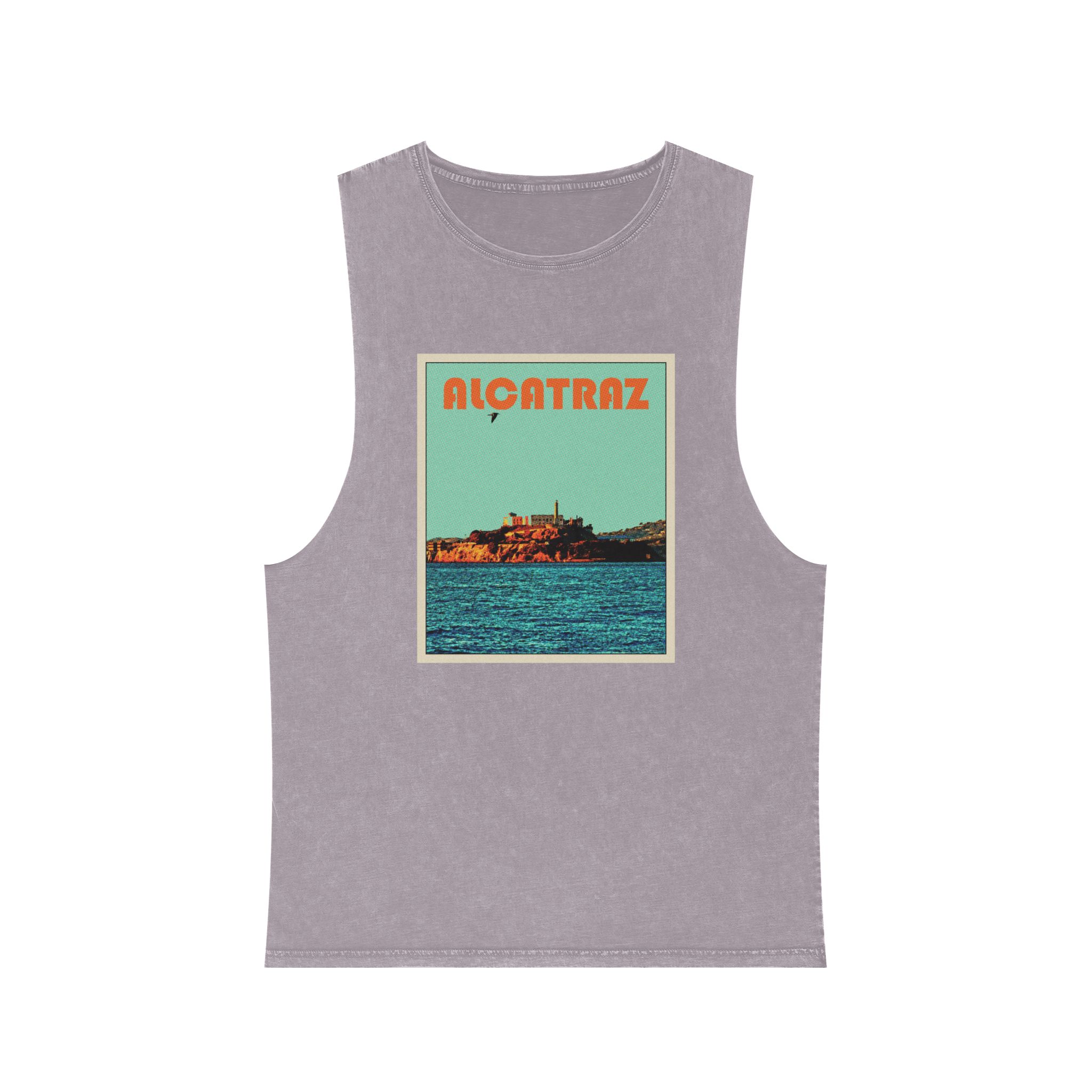Alcatraz Retro Travel Poster Unisex Stonewash Tank Top - Image 17