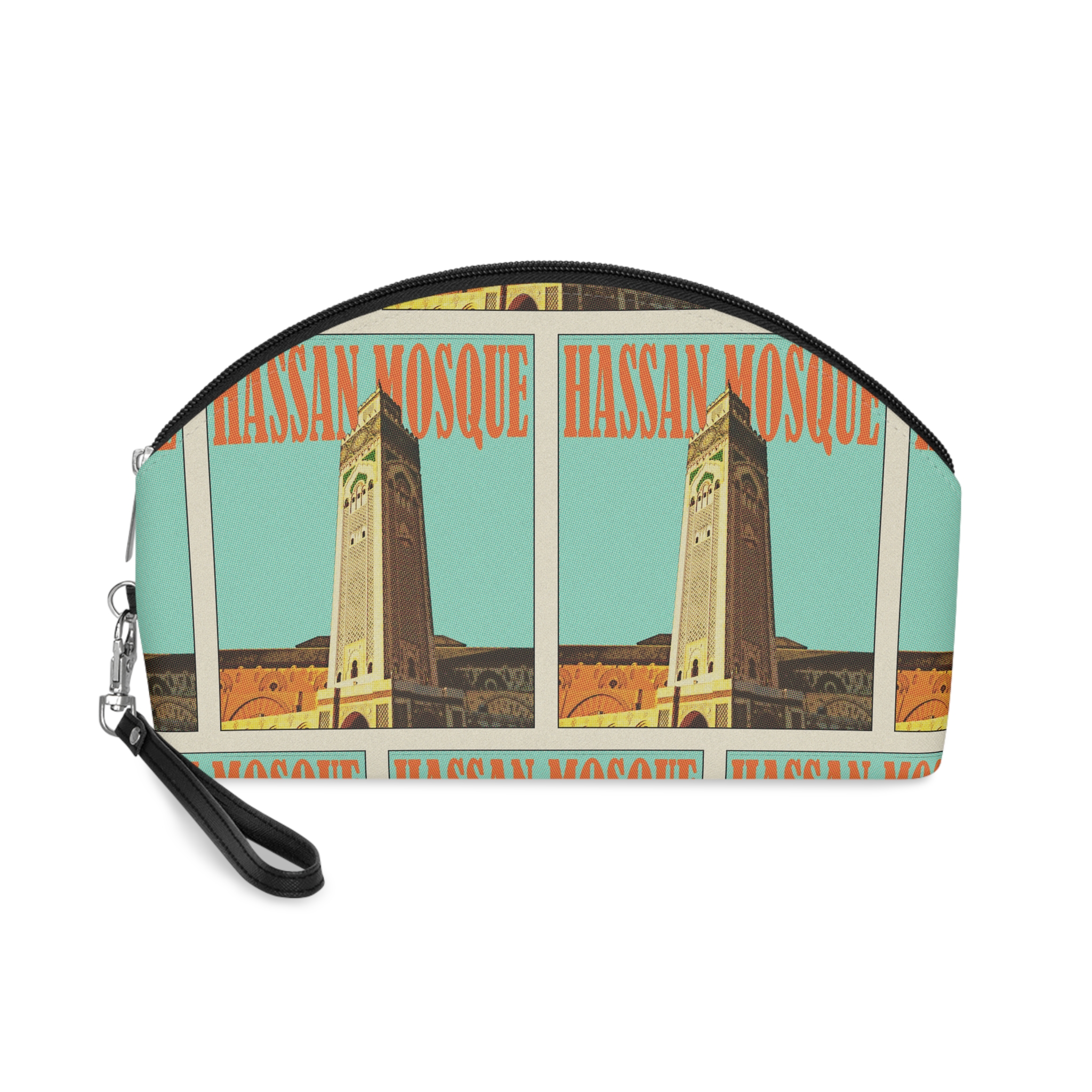 Hassan Mosque Retro Travel Poster (1) Makeup Bag
