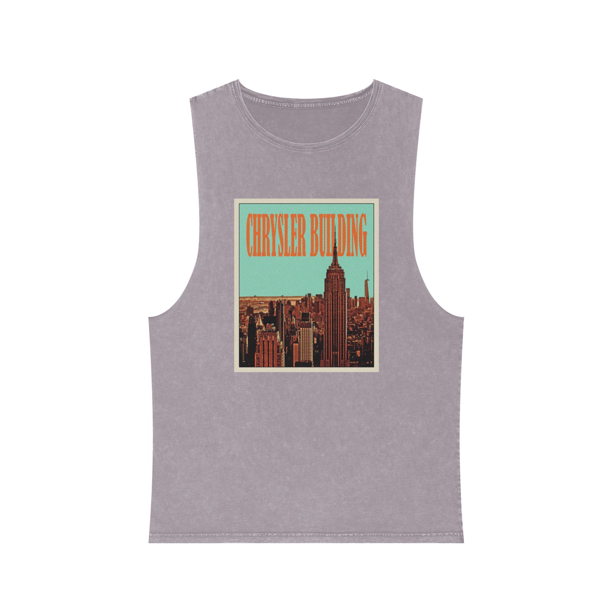 Chrysler Building Retro Travel Poster Unisex Stonewash Tank Top - Image 17